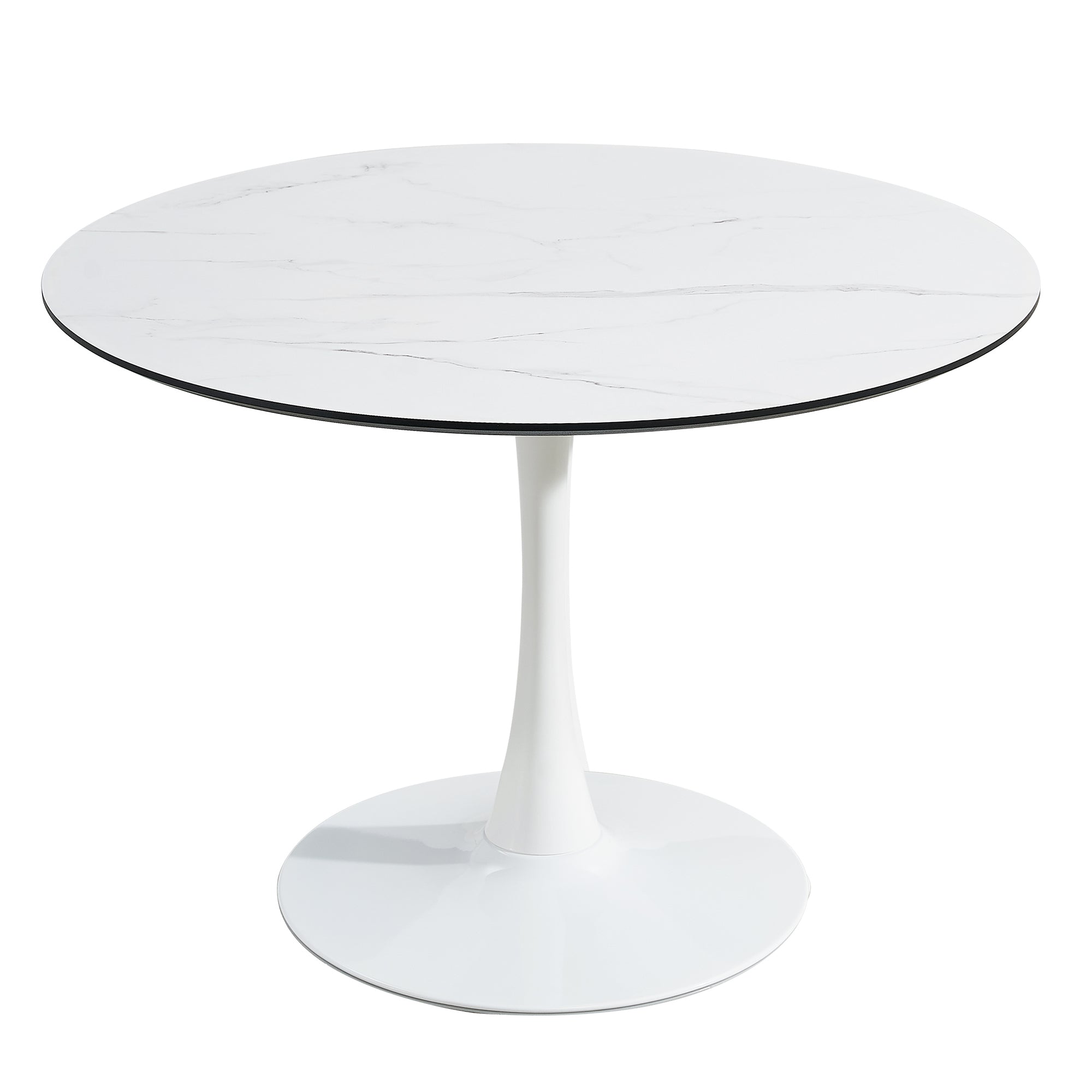 TULIP DINING TABLE ,Dia. 100cm ROUND, WHT, MARBLE WHT, 1pc per ctn