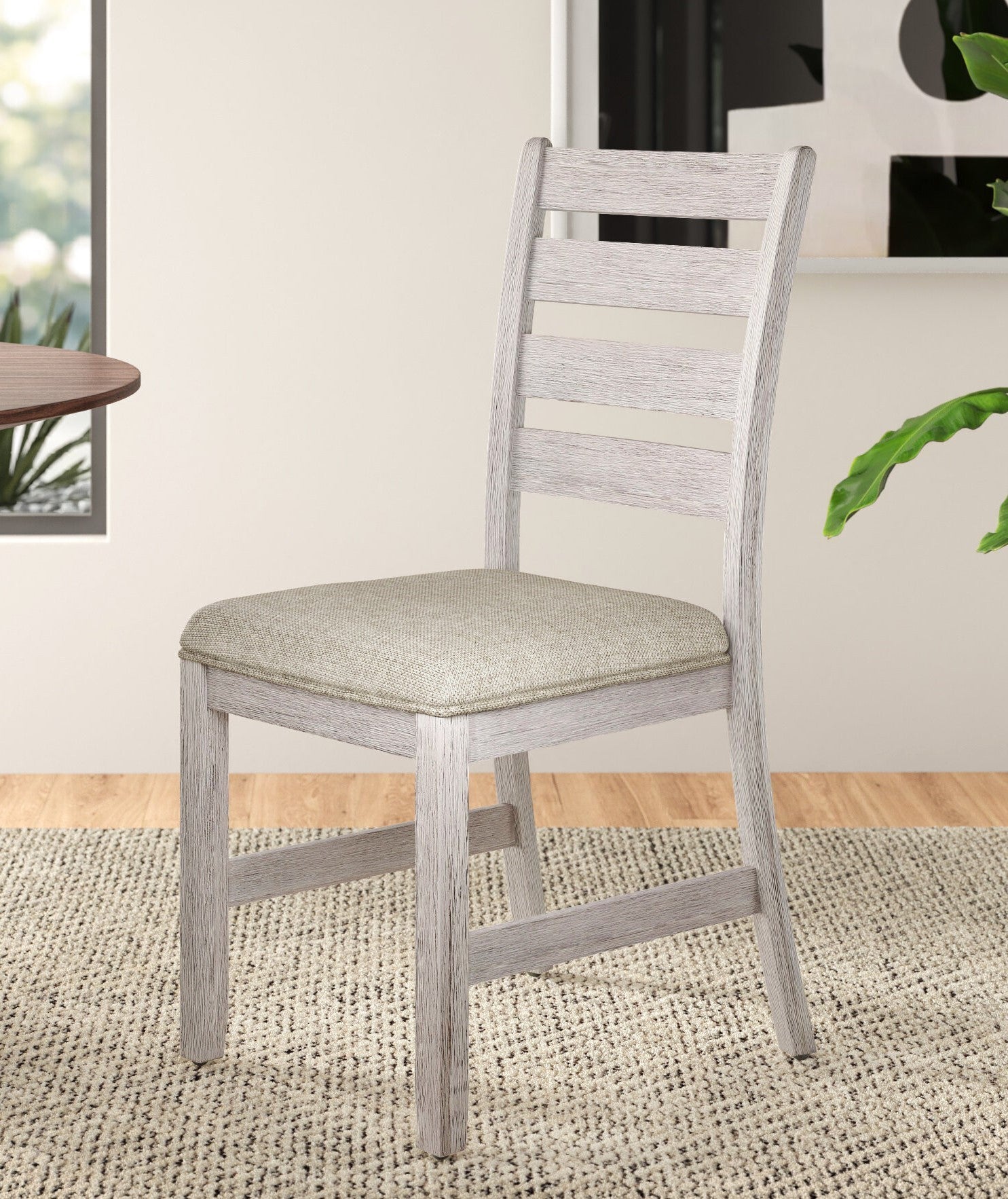 Casual Dining Room Side Chairs 2pc Set Grayish White Finish Upholstered Seat Transitional Design Furniture