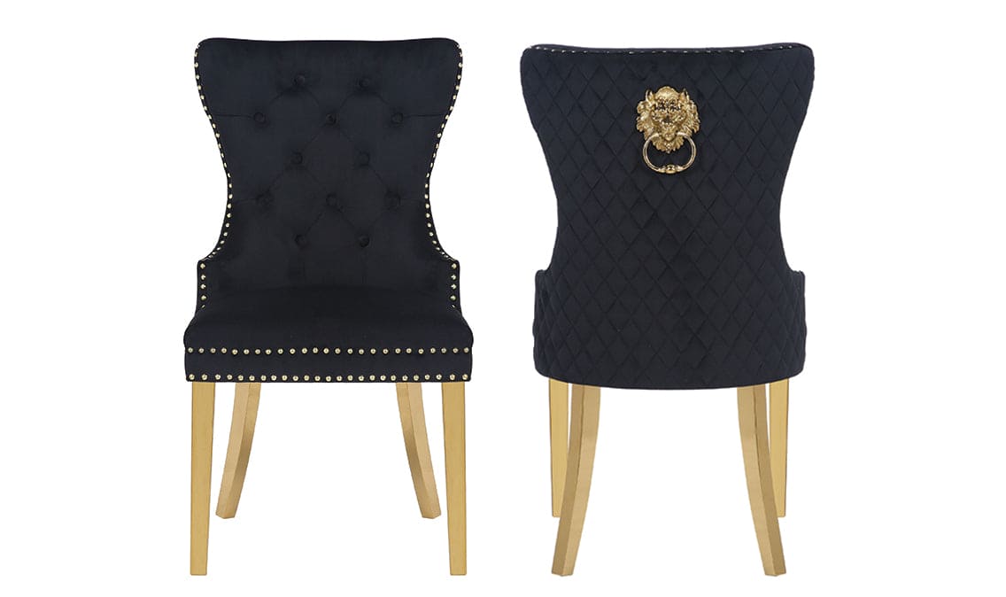 Simba Gold 2 Piece Dinning Chair Finish with Velvet Fabric in Black