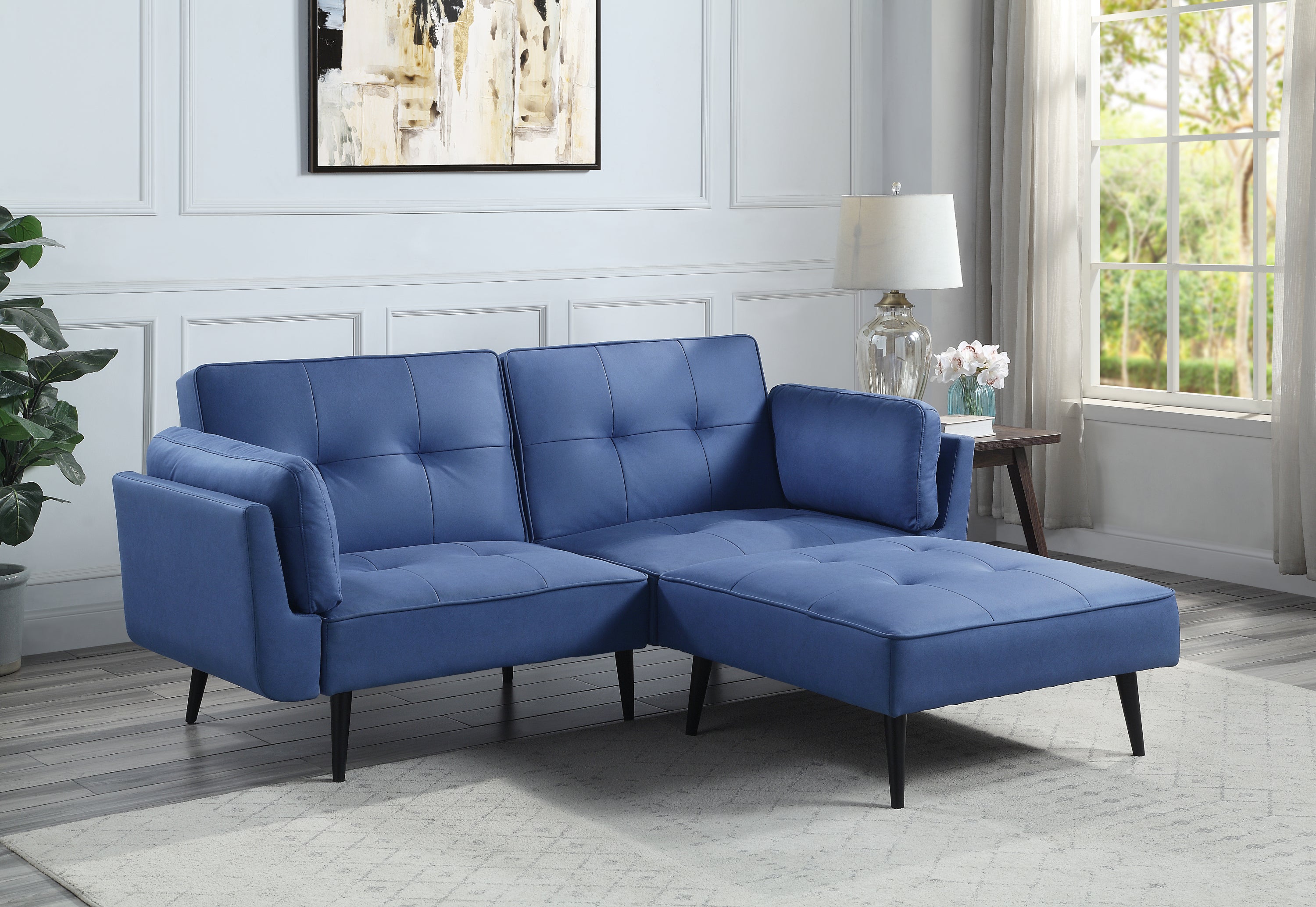 ACME Nafisa Adjustable Sofa & Ottoman, Blue Fabric LV00823