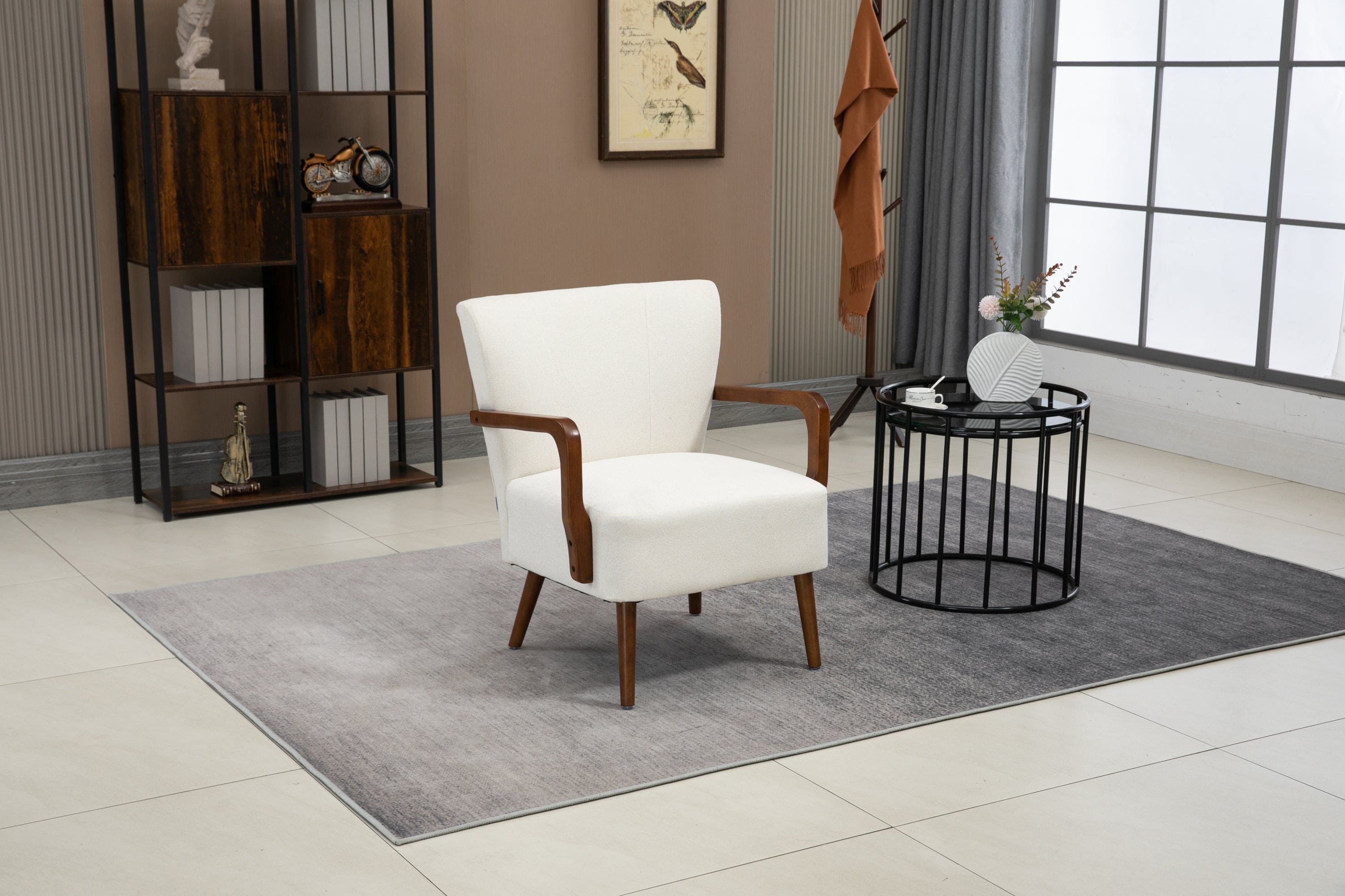 COOLMORE Wood Frame Armchair,  Modern Accent Chair Lounge Chair for Living Room