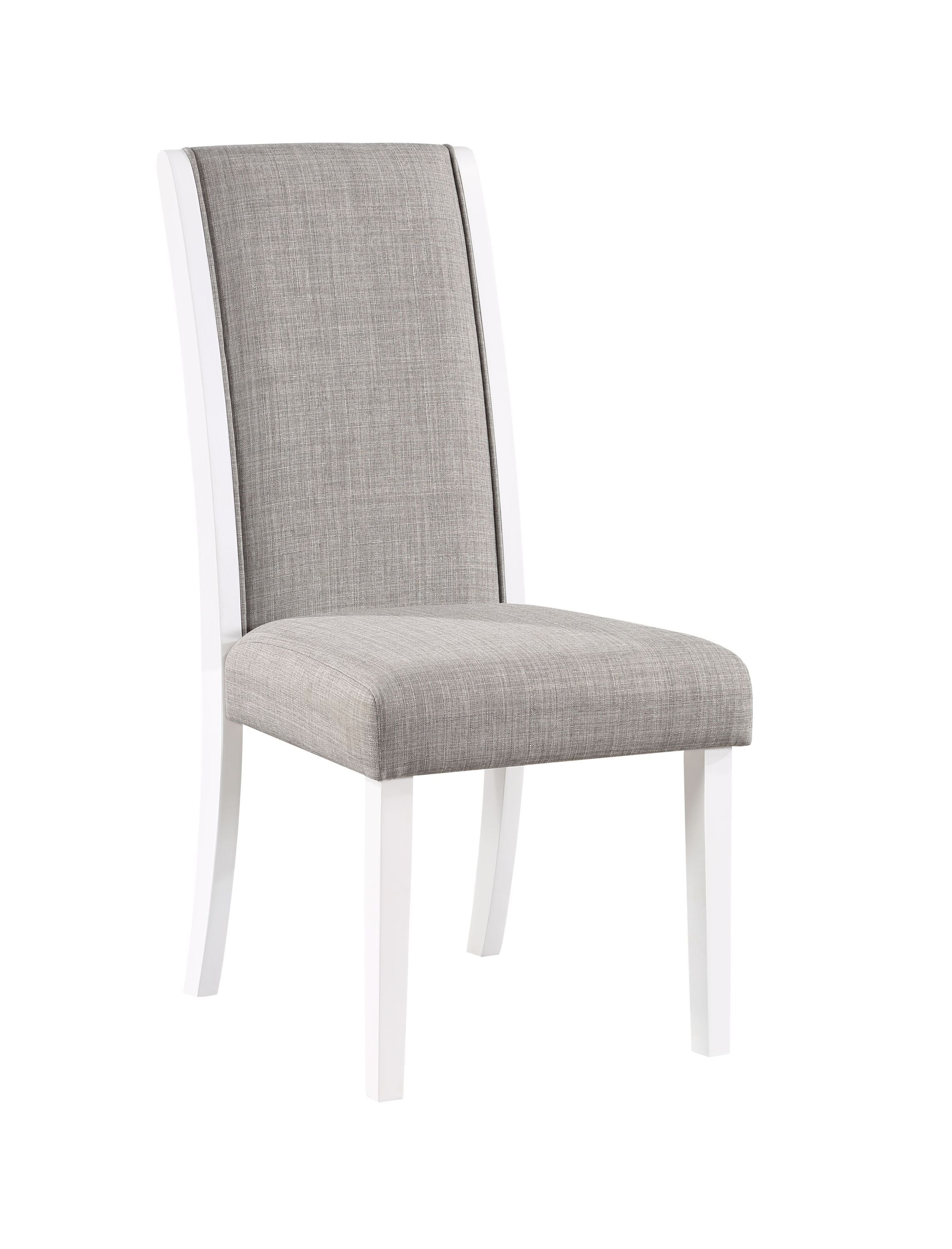 ACME Hollyn Side Chair (Set-2), Gray Linen & White Finish DN02160