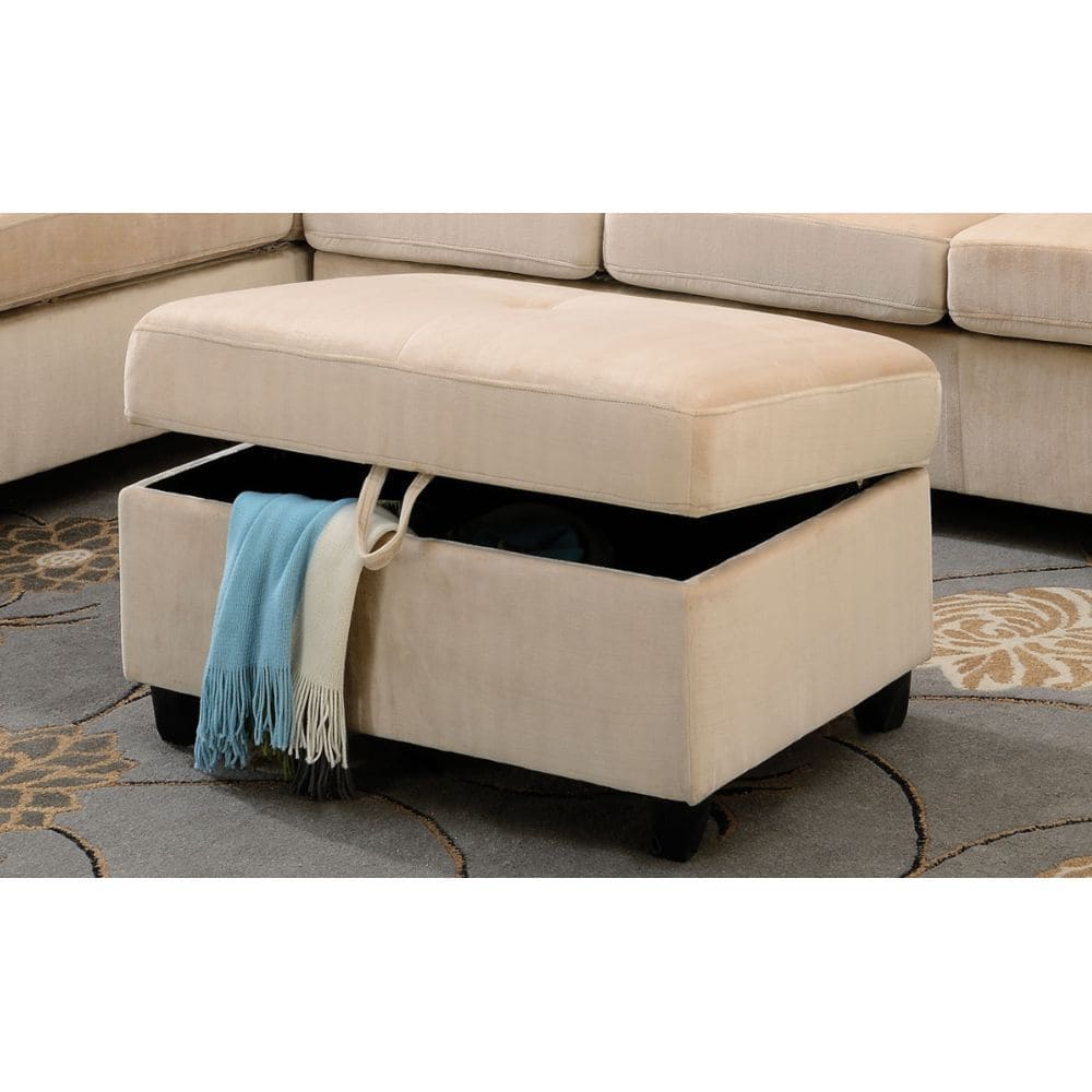 ACME Belville Ottoman in Beige Velvet 52708