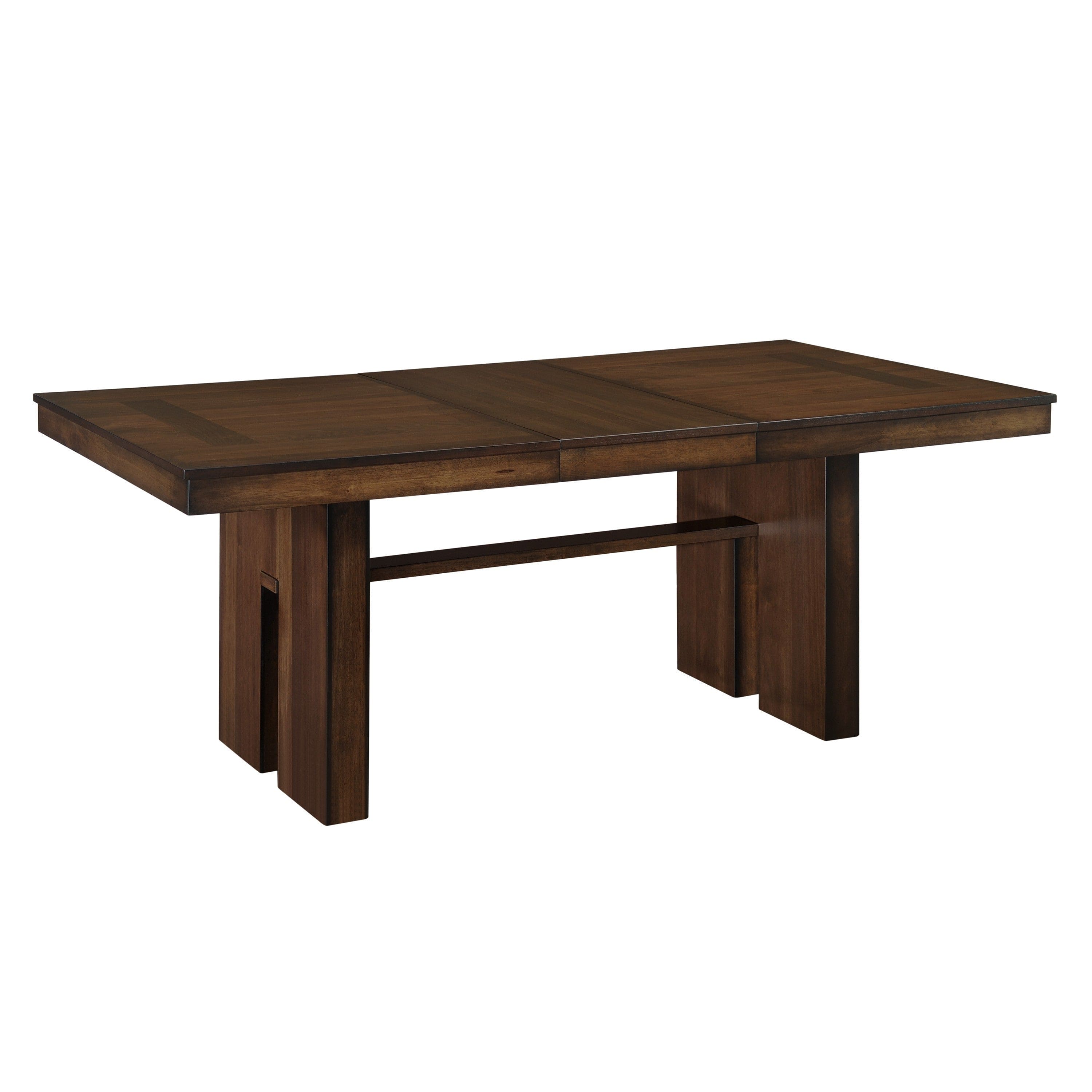 Contemporary Design Walnut Finish 1pc Dining Table With Self-Storing Leaf Wooden Furniture