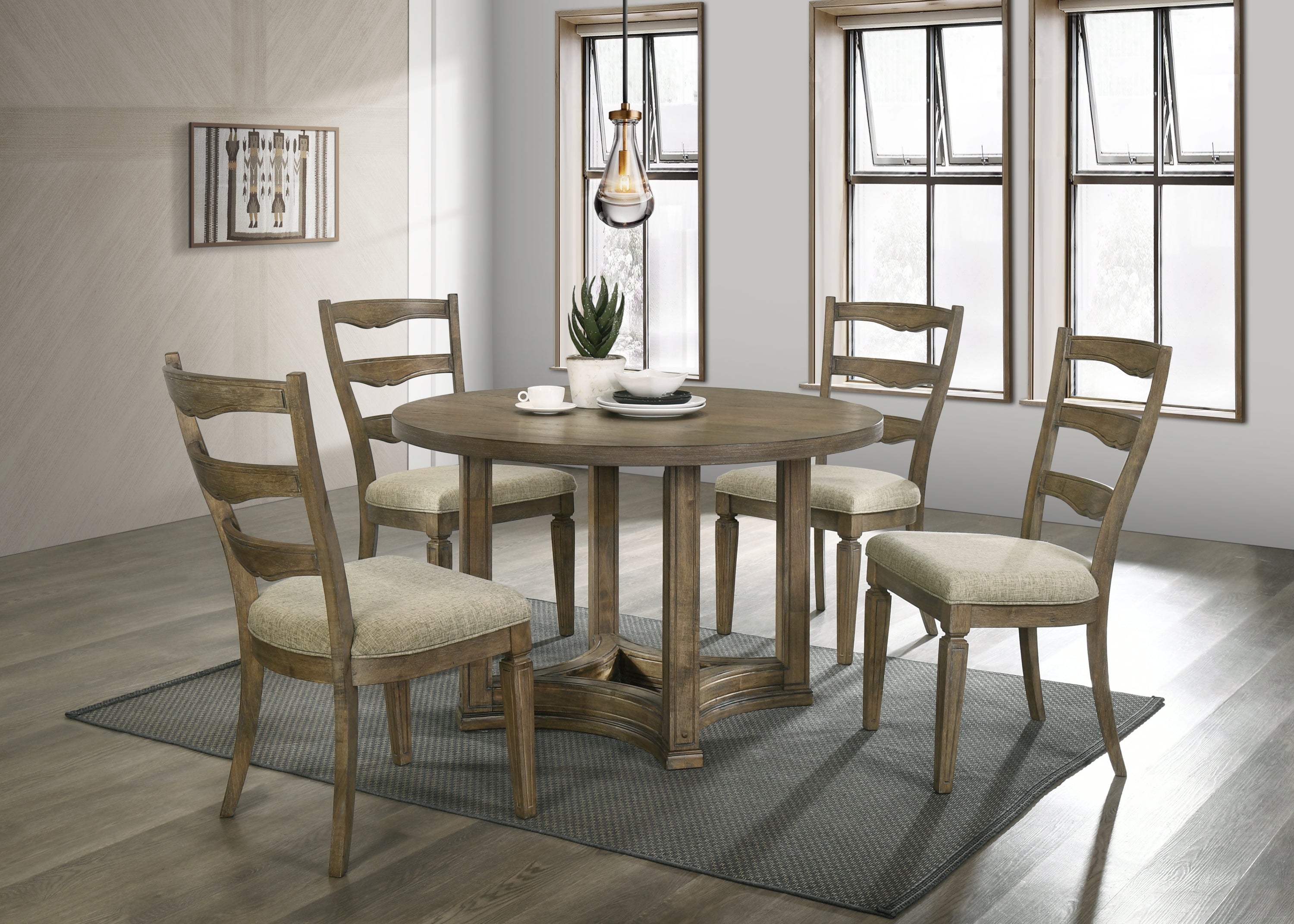 ACME Parfield Round Dining Table, Weathered Oak Finish DN01809