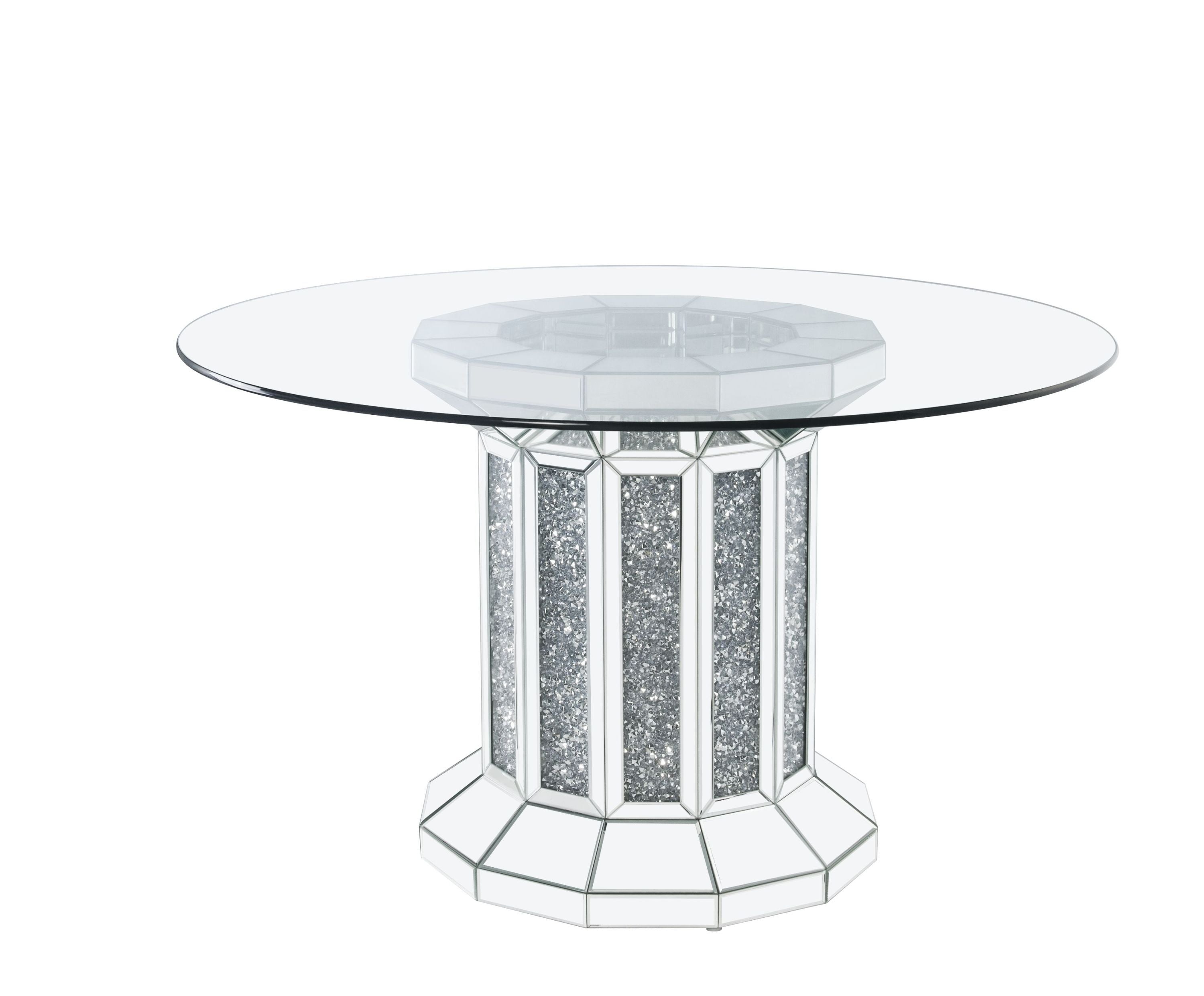 ACME Noralie Dining Table, Mirrored & Faux Diamonds 72140