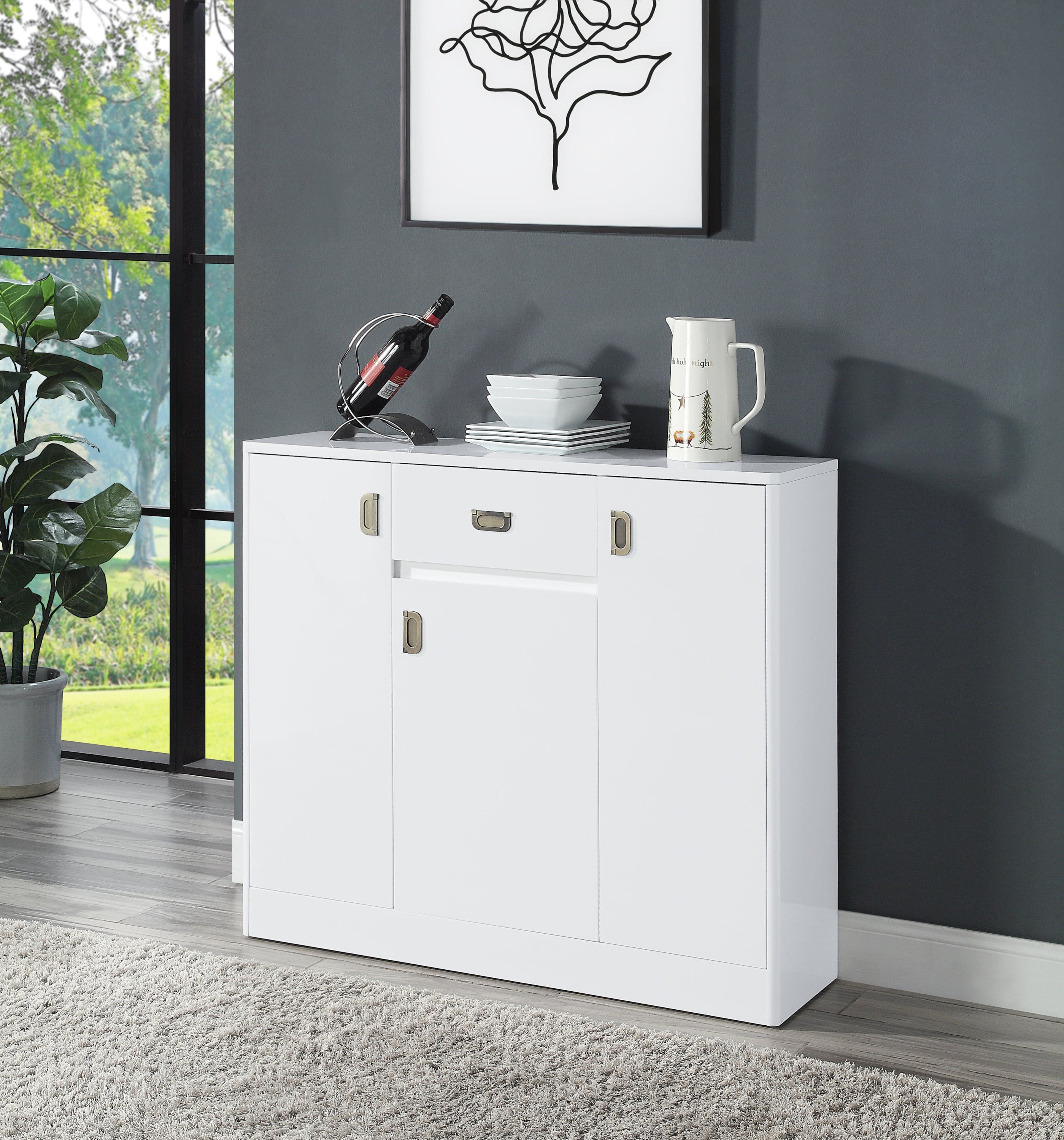 ACME Pagan Server in White High Gloss Finish DN00742