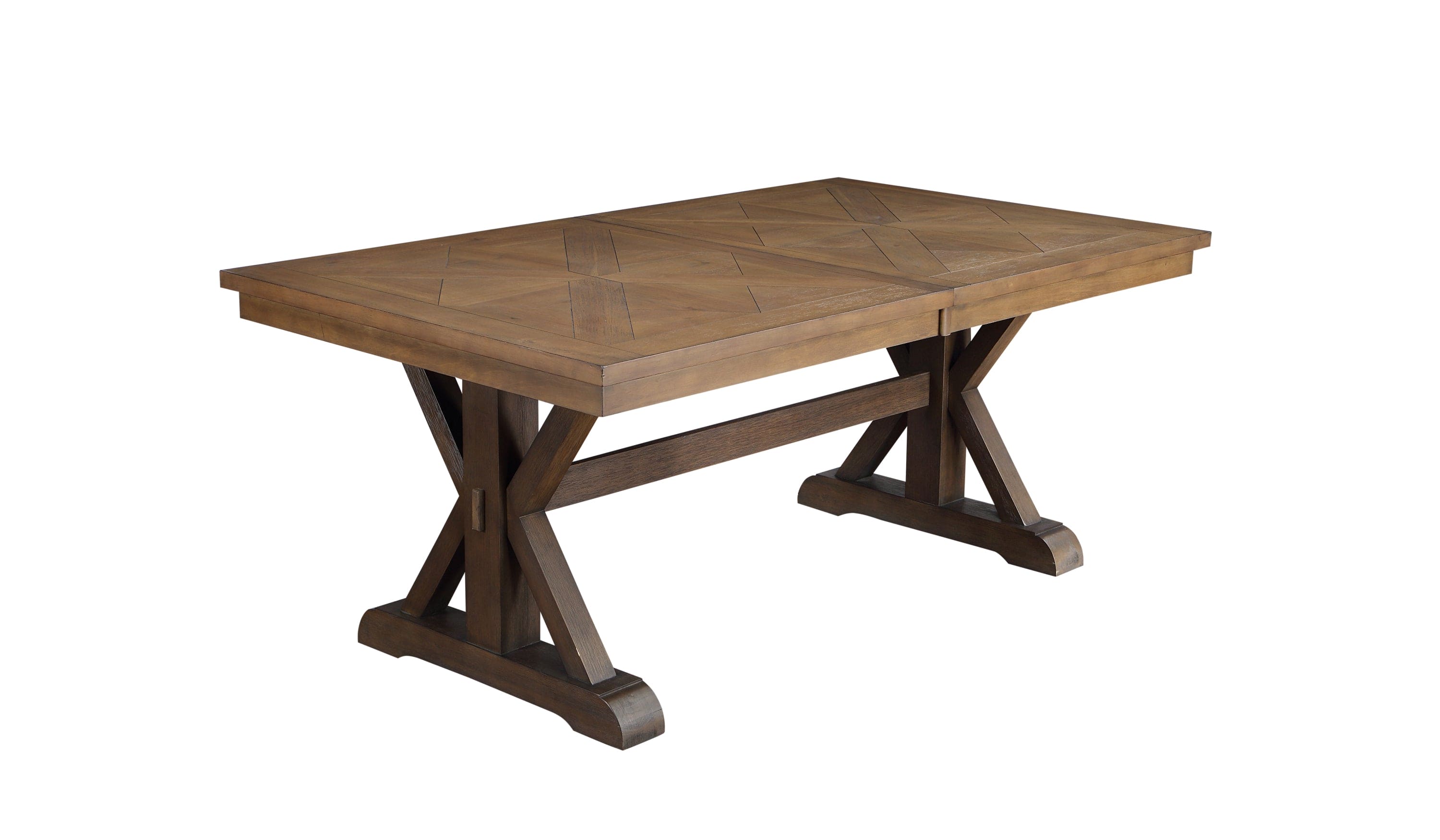 ACME Pascaline Dining Table, Gray Fabric, Rustic Brown & Oak Finish DN00702