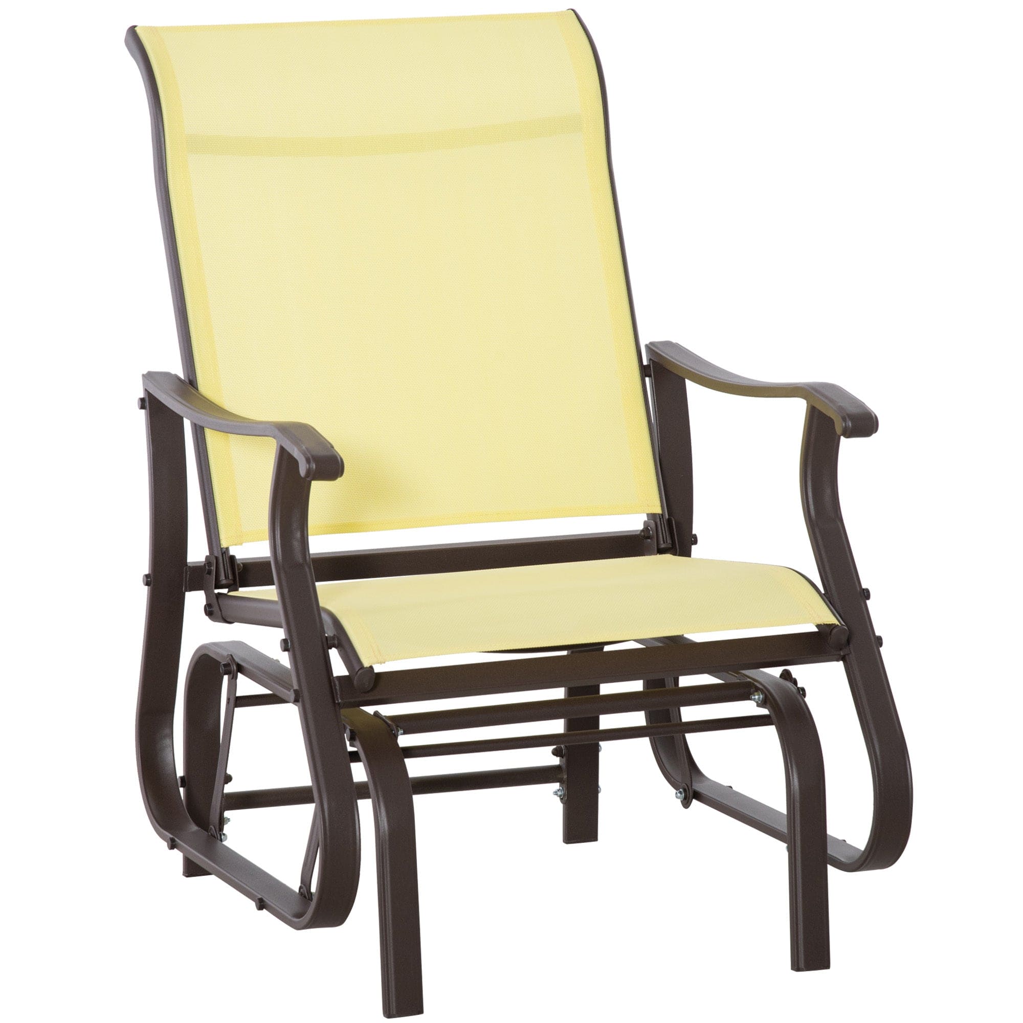 Outsunny Outdoor Swing Glider Chair, Patio Mesh Rocking Chair with Steel Frame for Backyard, Garden and Porch, Beige