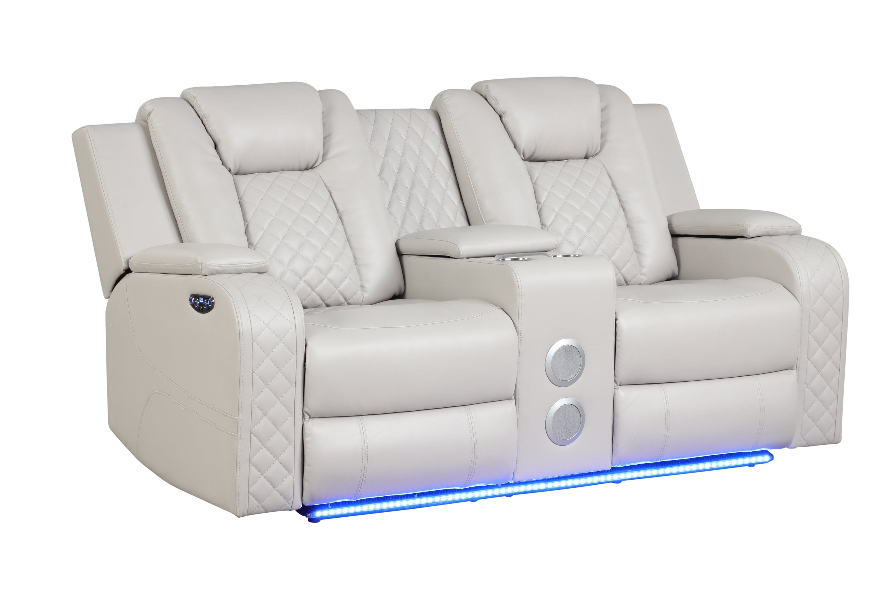 Benz LED & Power Reclining Loveseat Made With Faux Leather in Ice