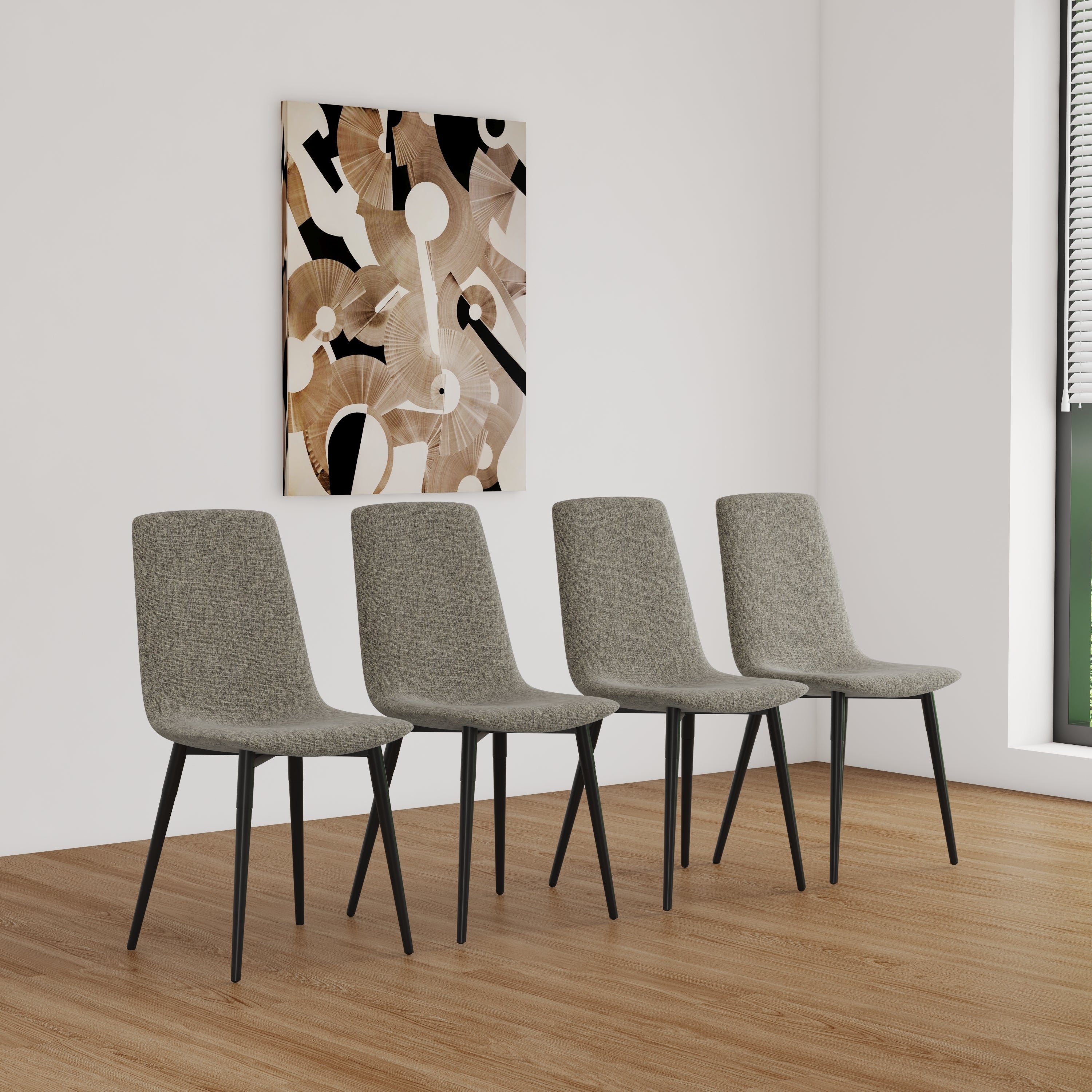 Dining Chairs Set of 4,Modern Kitchen  Dining Room Chairs,Upholstered Dining Accent Chairs in linen Cushion Seat and Sturdy Black Metal Legs(Grey)