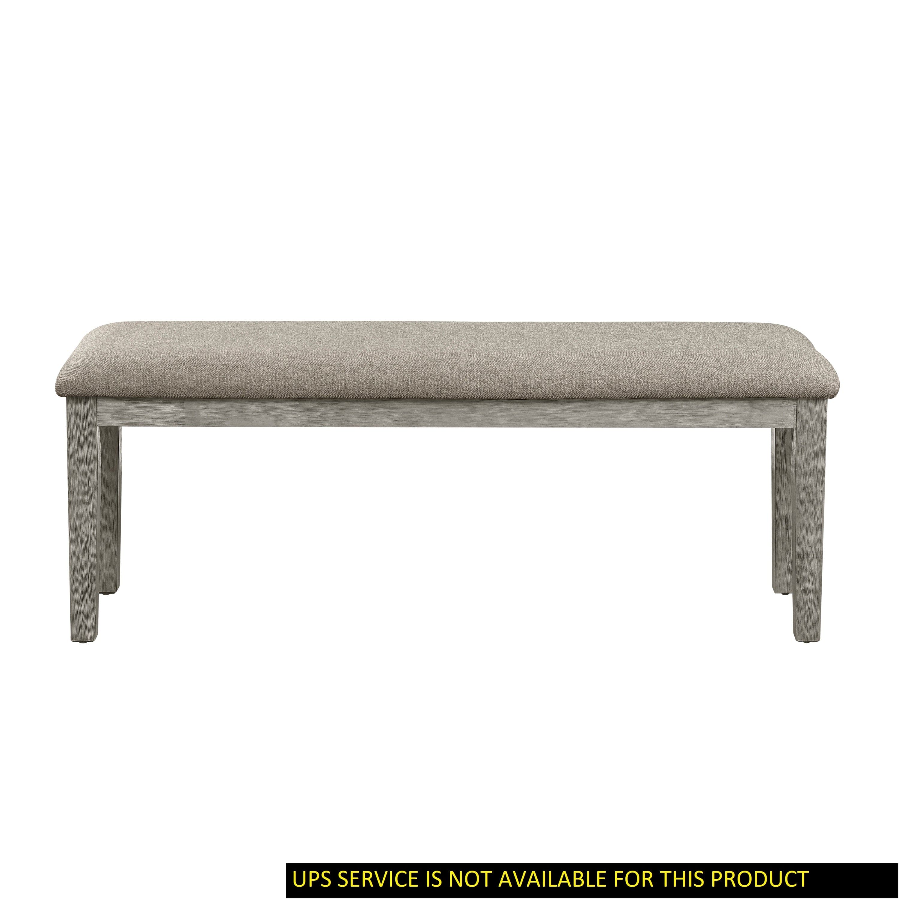 Fabric Upholstered Seat 1pc Bench Wire Brushed Light Gray Finish Wooden Frame Dining Room Furniture