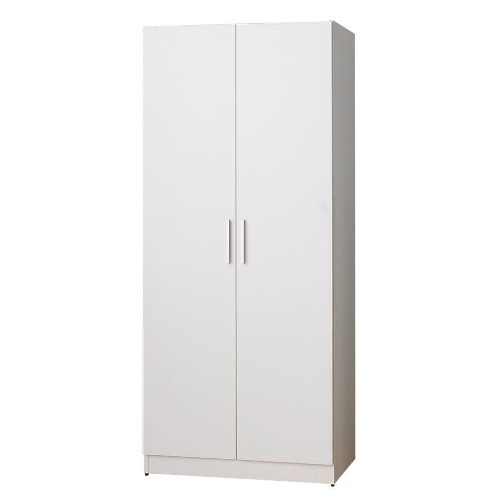 Viviane Contemporary Wood Closet with Hanging Bars and Five Shelves in White