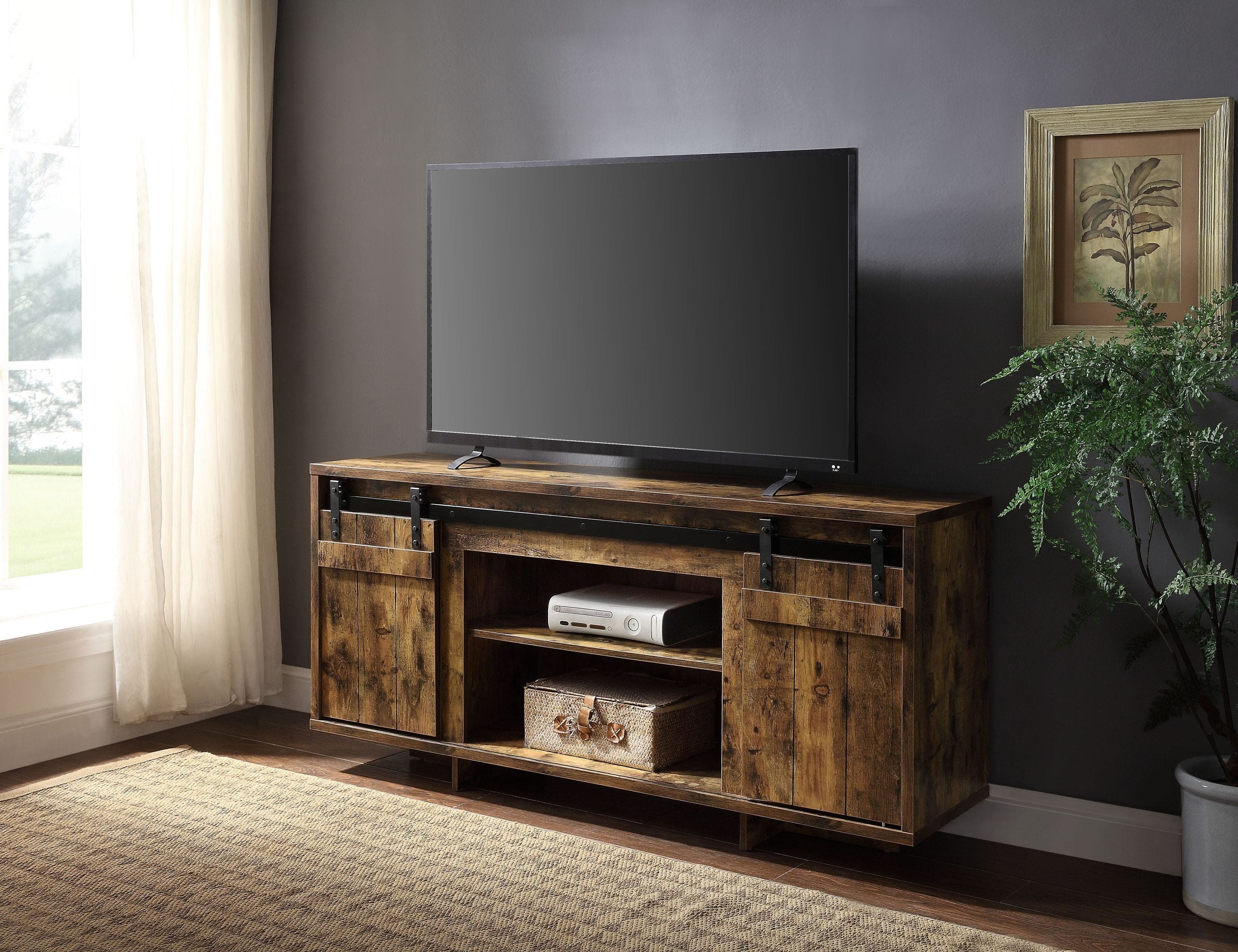 ACME Bellarosa TV Stand, Rustic Oak 91610