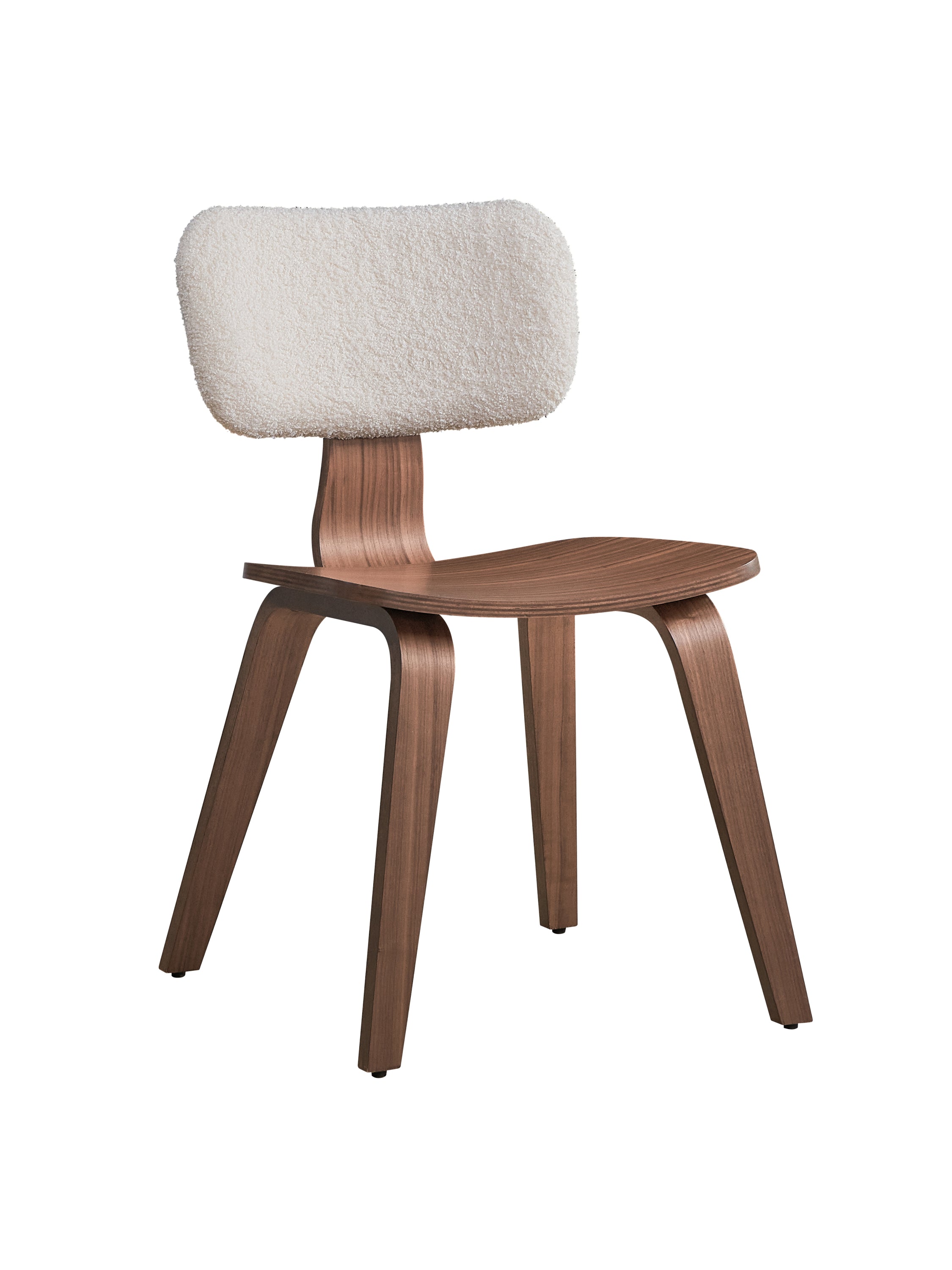 ACME Casson Side Chair (Set-2), White Boucle & Walnut Finish DN02311