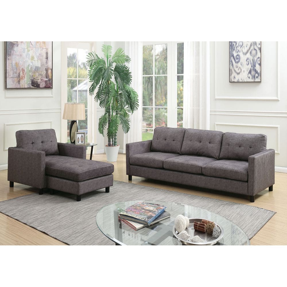 ACME Ceasar Sectional Sofa in Gray Fabric 53315