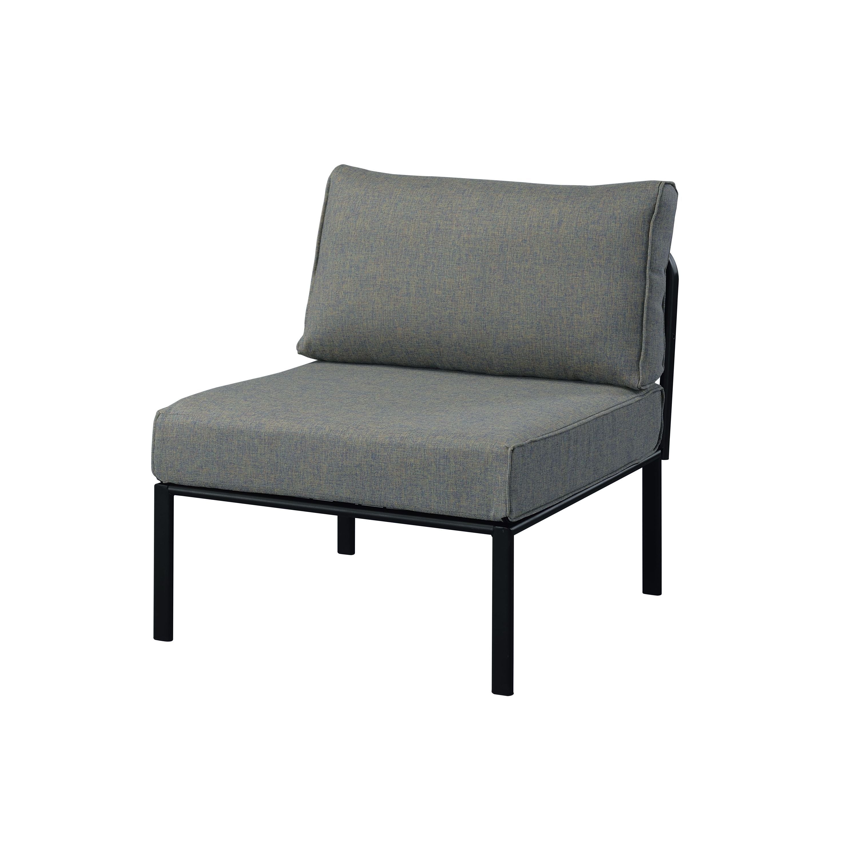 ACME Rajni Patio-Armless Chair, Gray Fabric & Black Finish OT01762