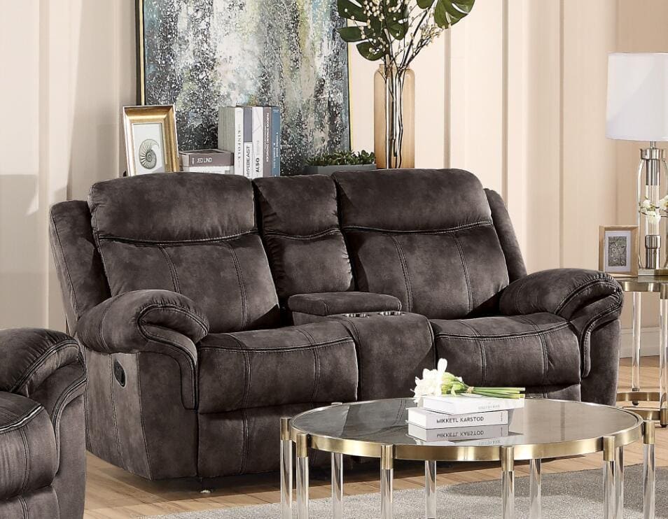 ACME Zubaida Loveseat w/Console (Glider & Motion), 2-Tone Chocolate Velvet 55021