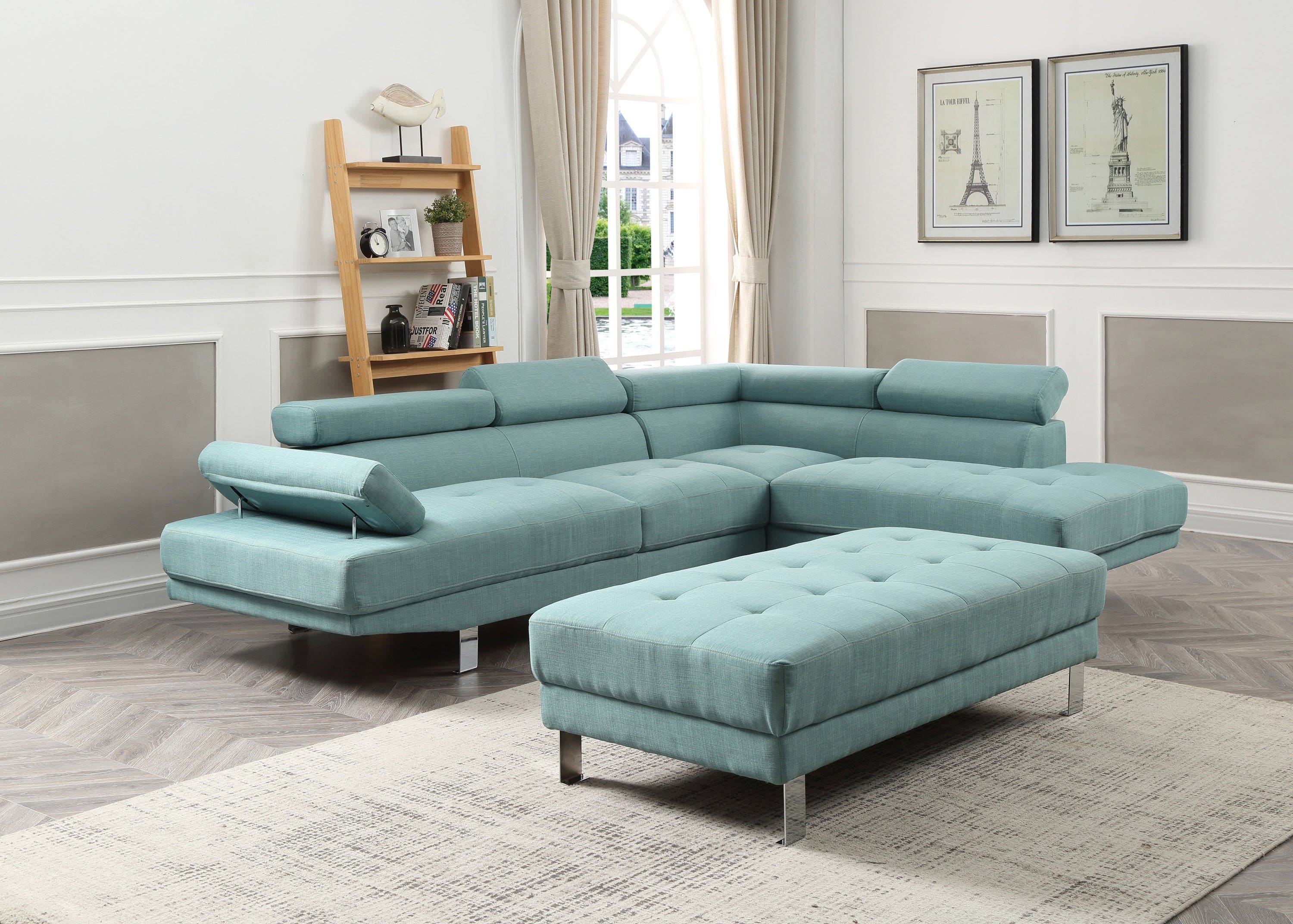 Glory Furniture Riveredge G453-SC Sectional  ( 2 Boxes) , TEAL