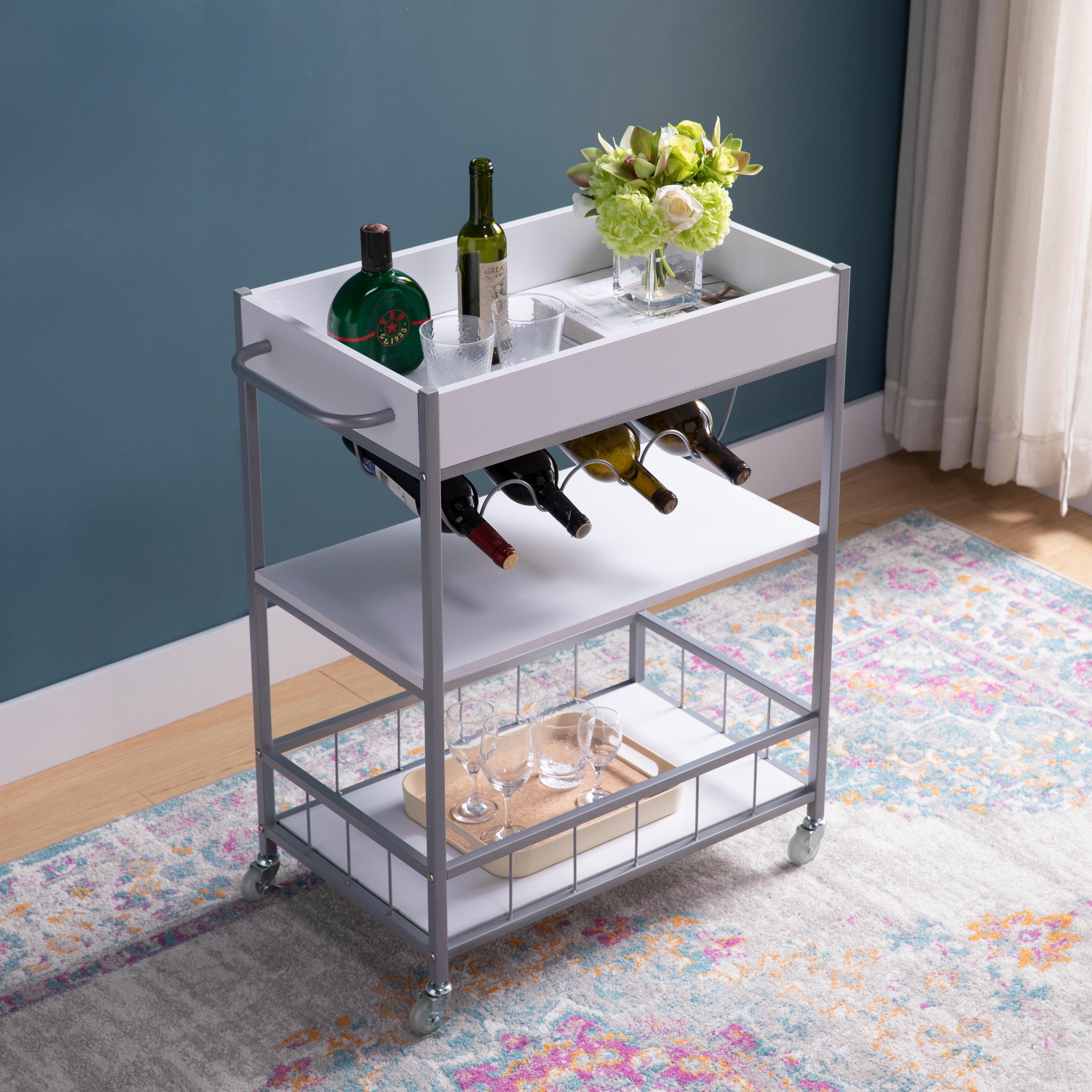 ID USA  223088 Kitchen Cart White & Silver