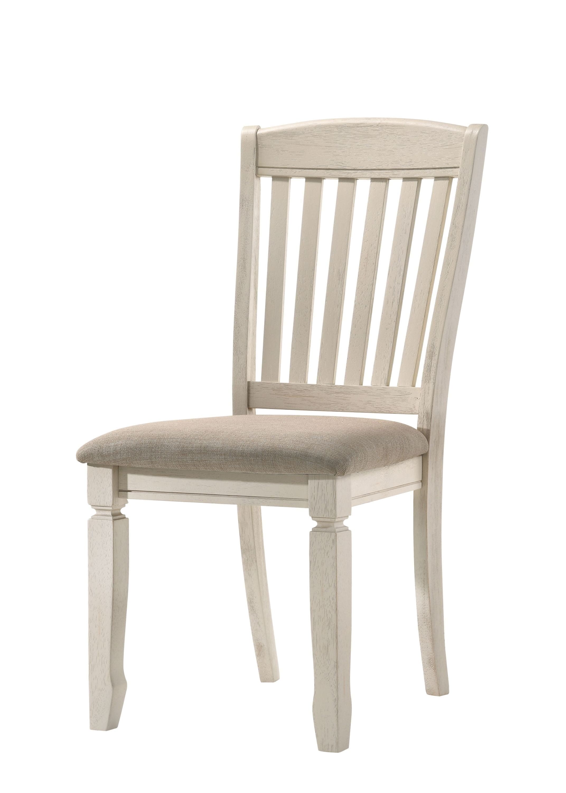 ACME Fedele Side Chair, Tan Fabric & Cream Finish 77192