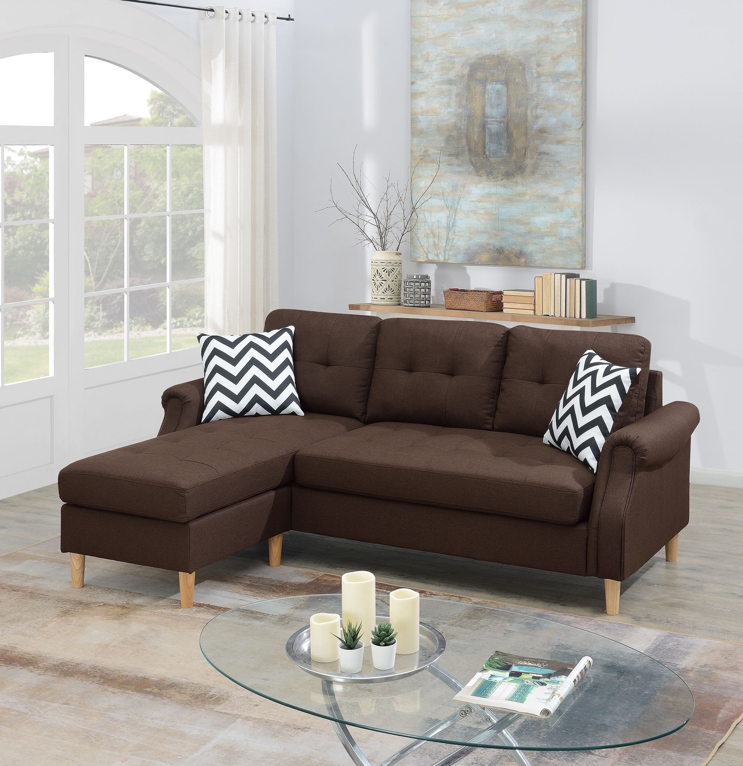 SECTIONAL SOFA in Black Faux Leather