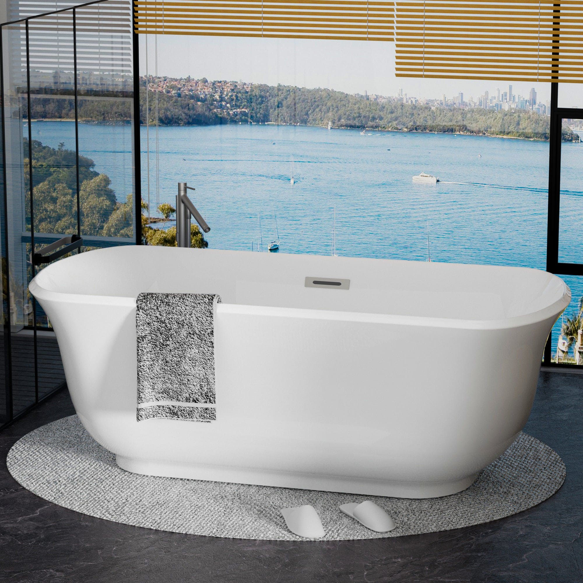 Acrylic Alcove Freestanding Soaking Bathtub