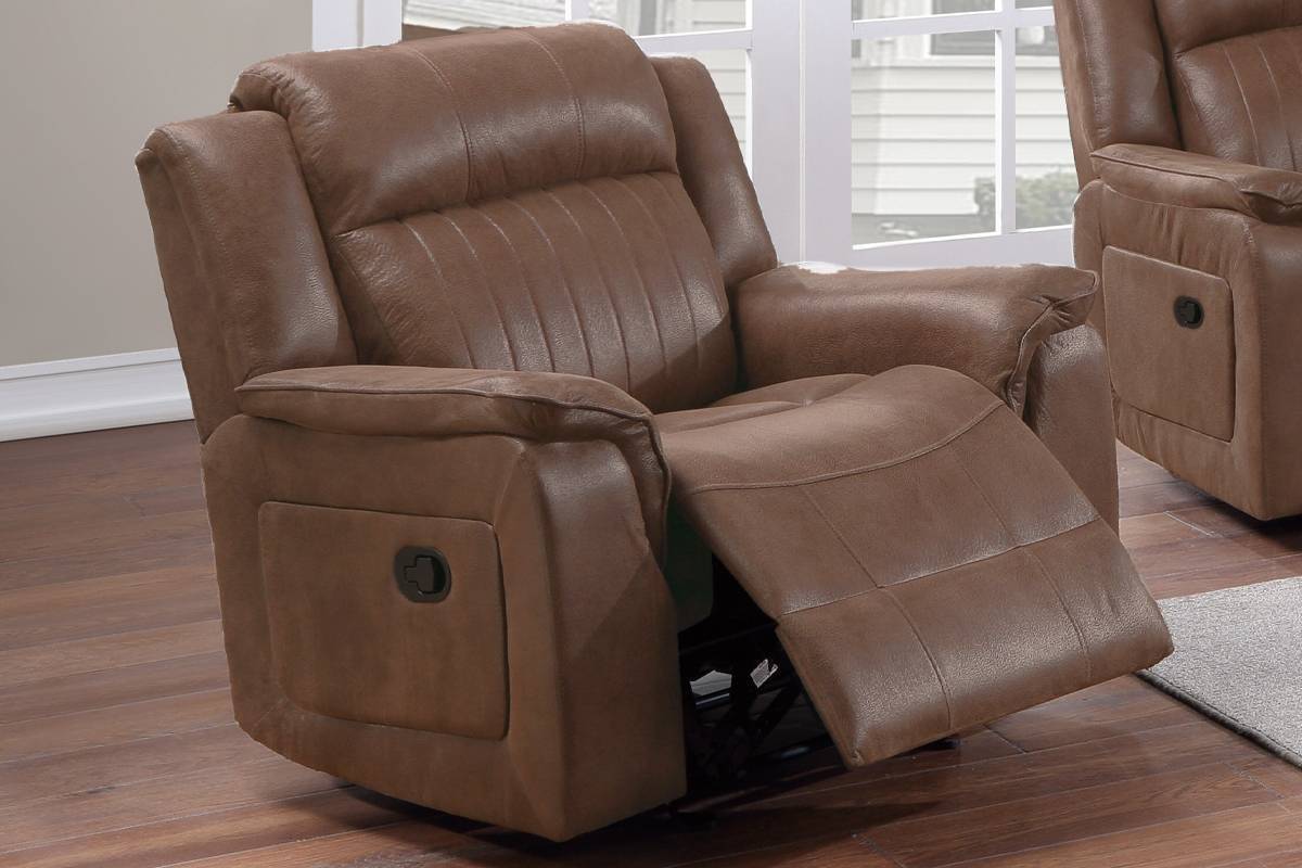 Contemporary Manual Motion Glider Recliner Chair 1pc Living Room Furniture Dark Coffee Breathable Leatherette