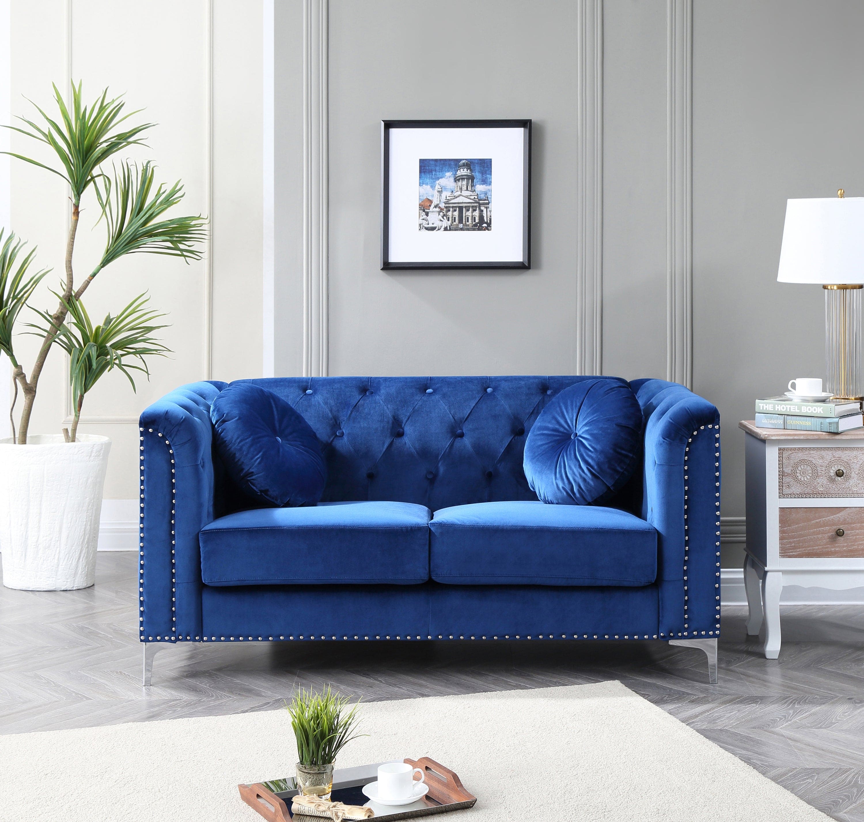 Glory Furniture Pompano G781A-L Loveseat ( 2 Boxes ) , NAVY BLUE