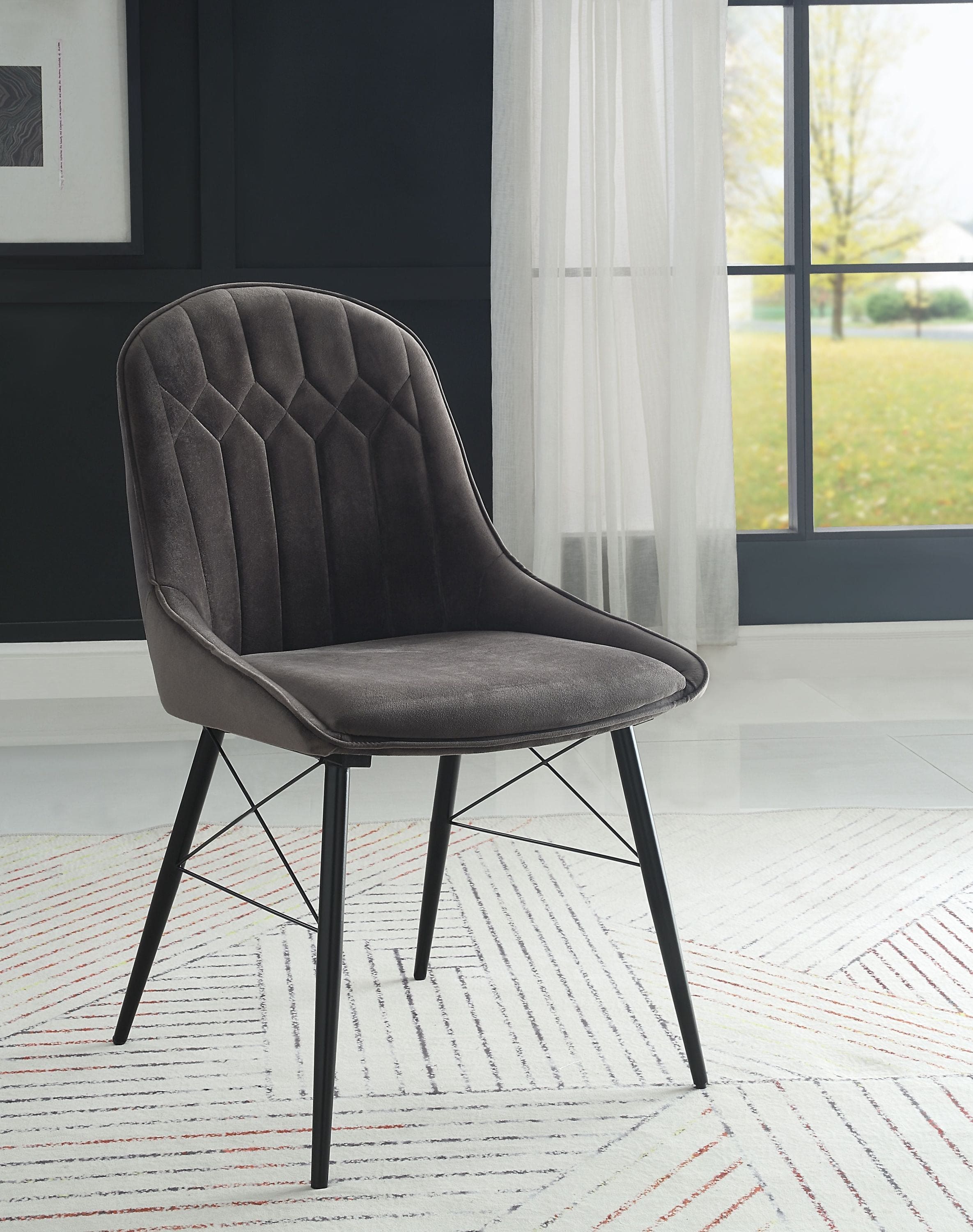 ACME Abraham Side Chair, Gray Fabric & Black Finish 74016