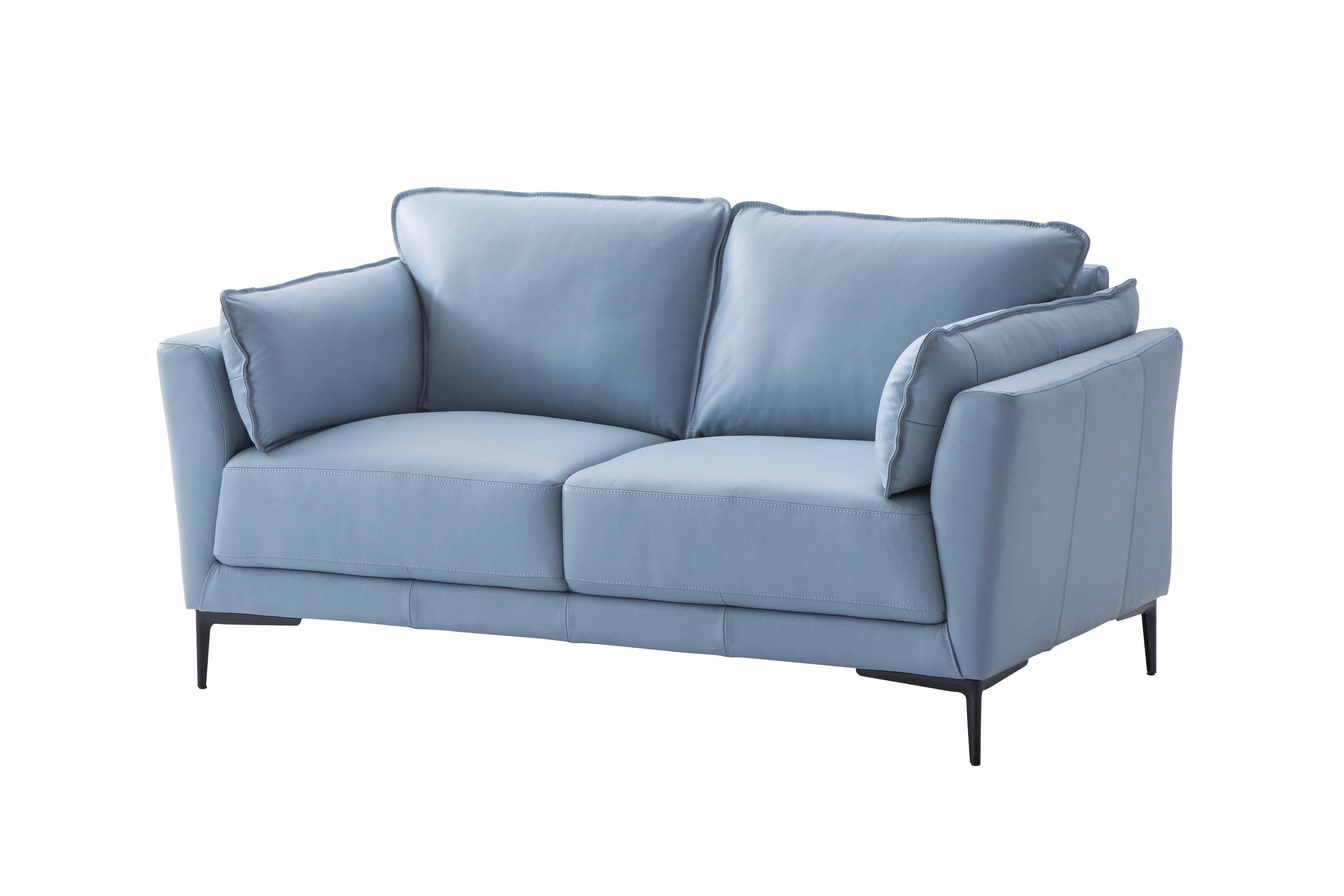 ACME Mesut Loveseat, Light Blue Top Grain Leather & Black Finish LV02388