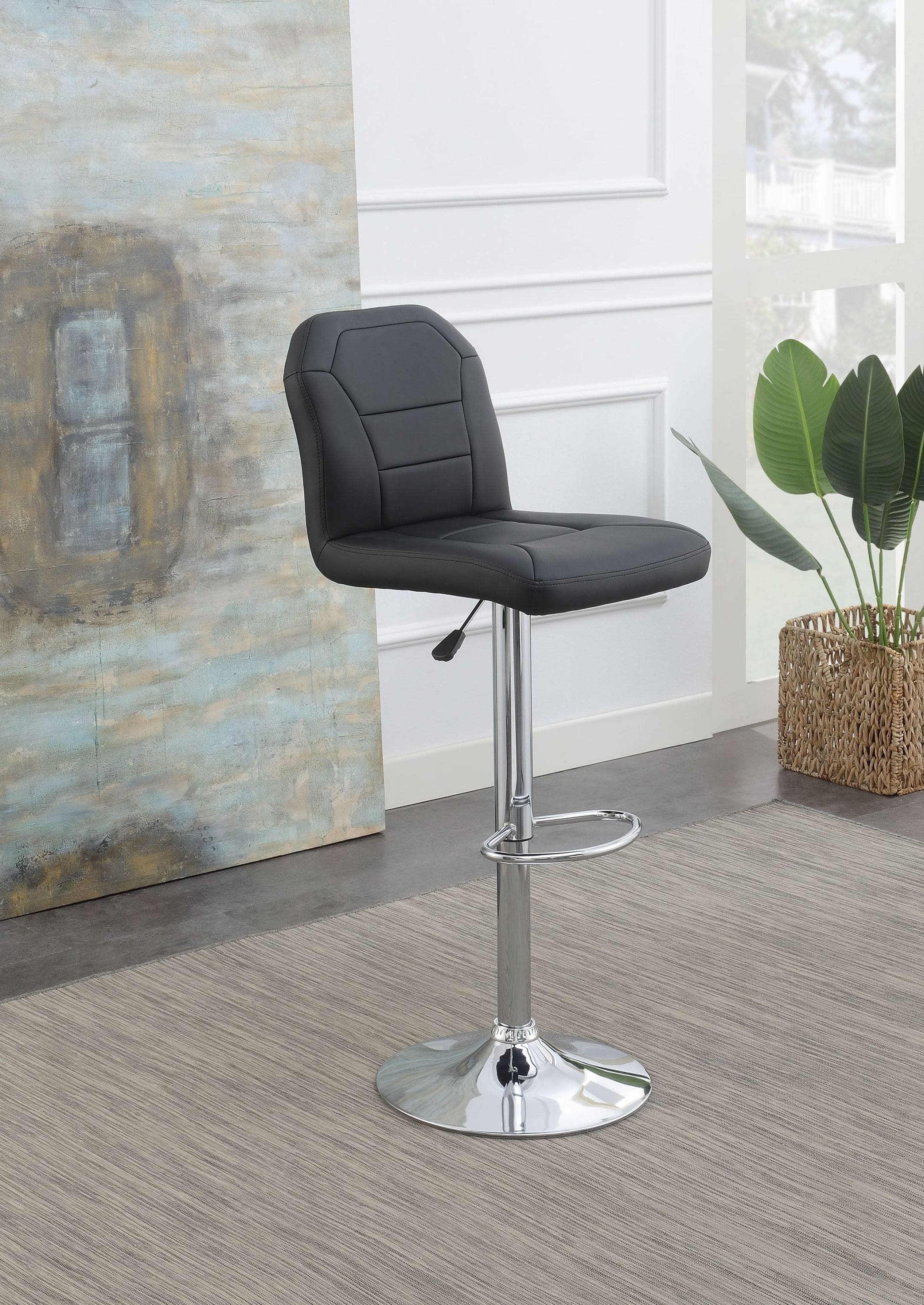 BAR STOOL in Black Faux Leather