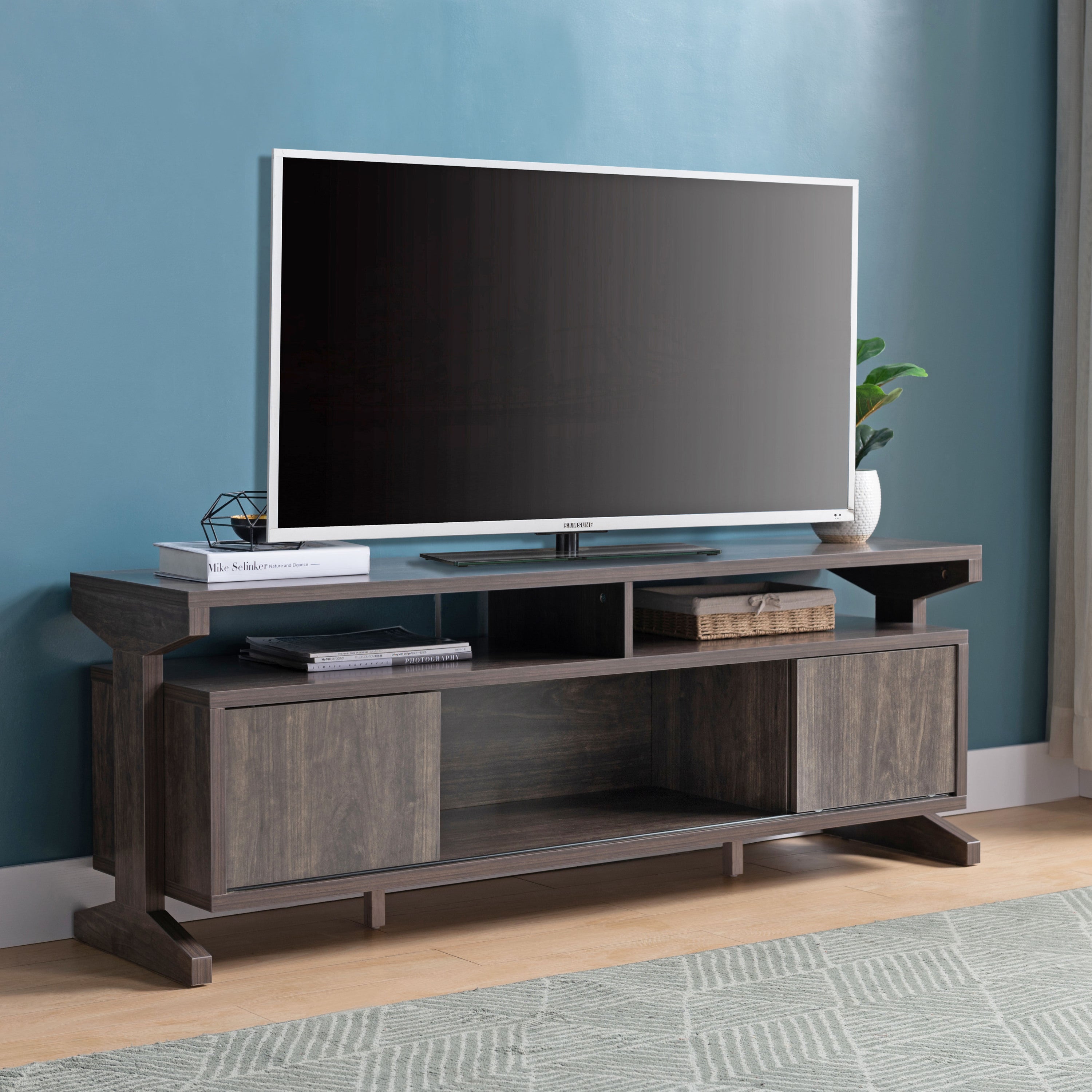 ID USA  213035 TV Stand Brown Walnut