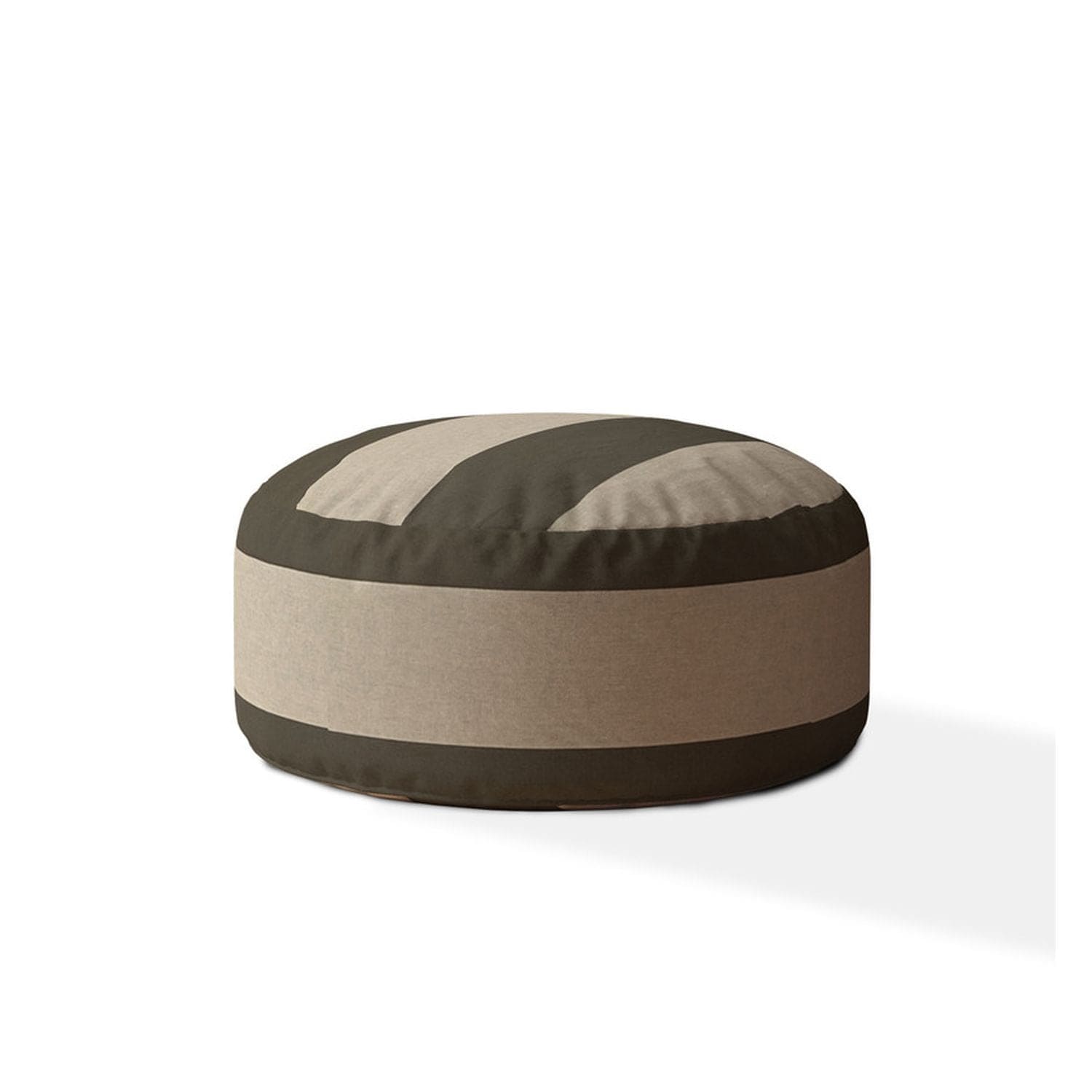 Indoor RAILROAD Dark Taupe Round Zipper Pouf - Stuffed - Extra Beads Included! - 24in dia x 20in tall