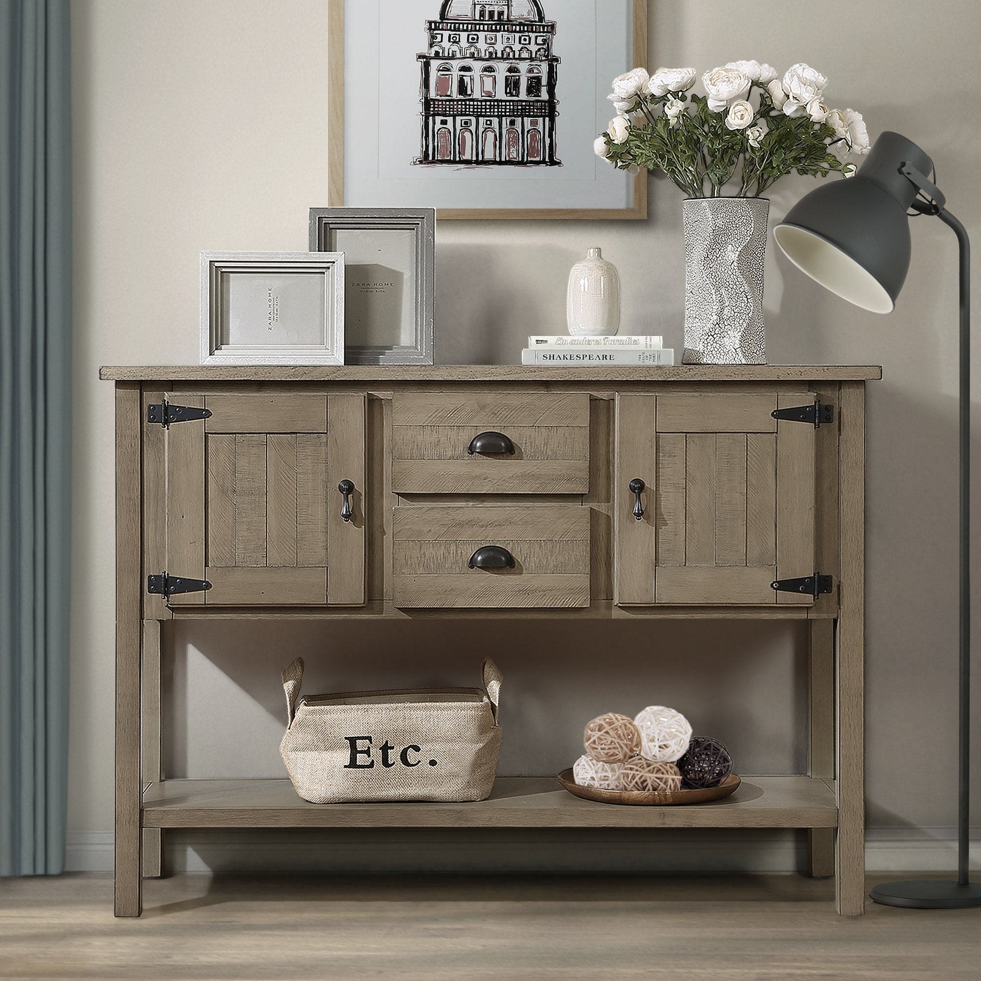 Wood Sideboard Console Table (Rustic)