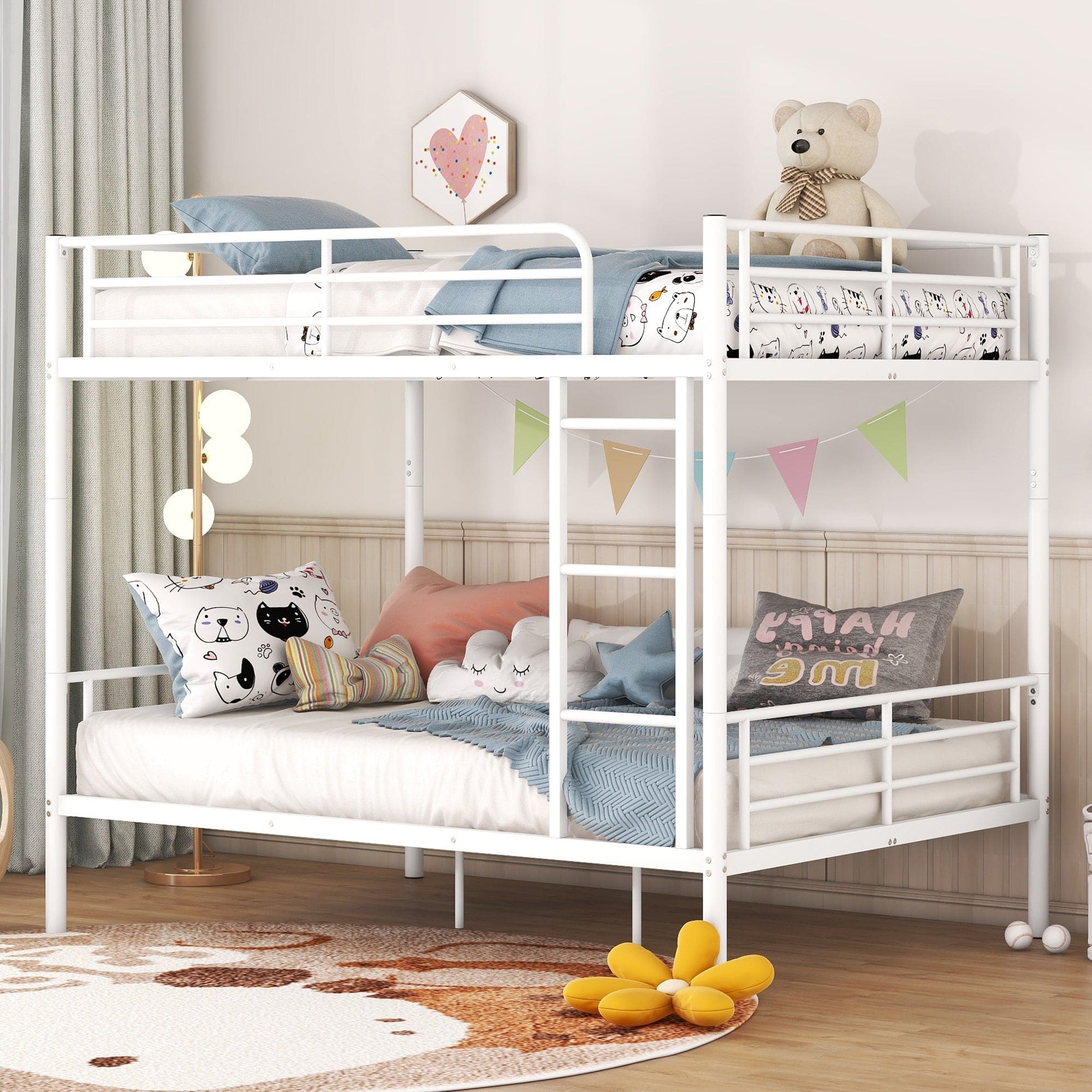 Full Over Full Metal Bunk Bed, White