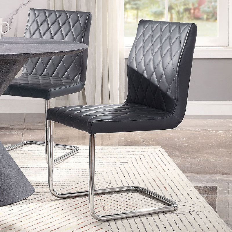 ACME Ansonia Side Chair (Set-2), Gray PU & Chrome 77832