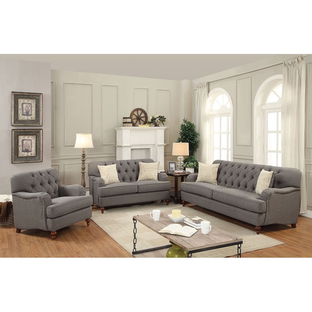 ACME Alianza Loveseat w/2 Pillows in Dark Gray Fabric 53691