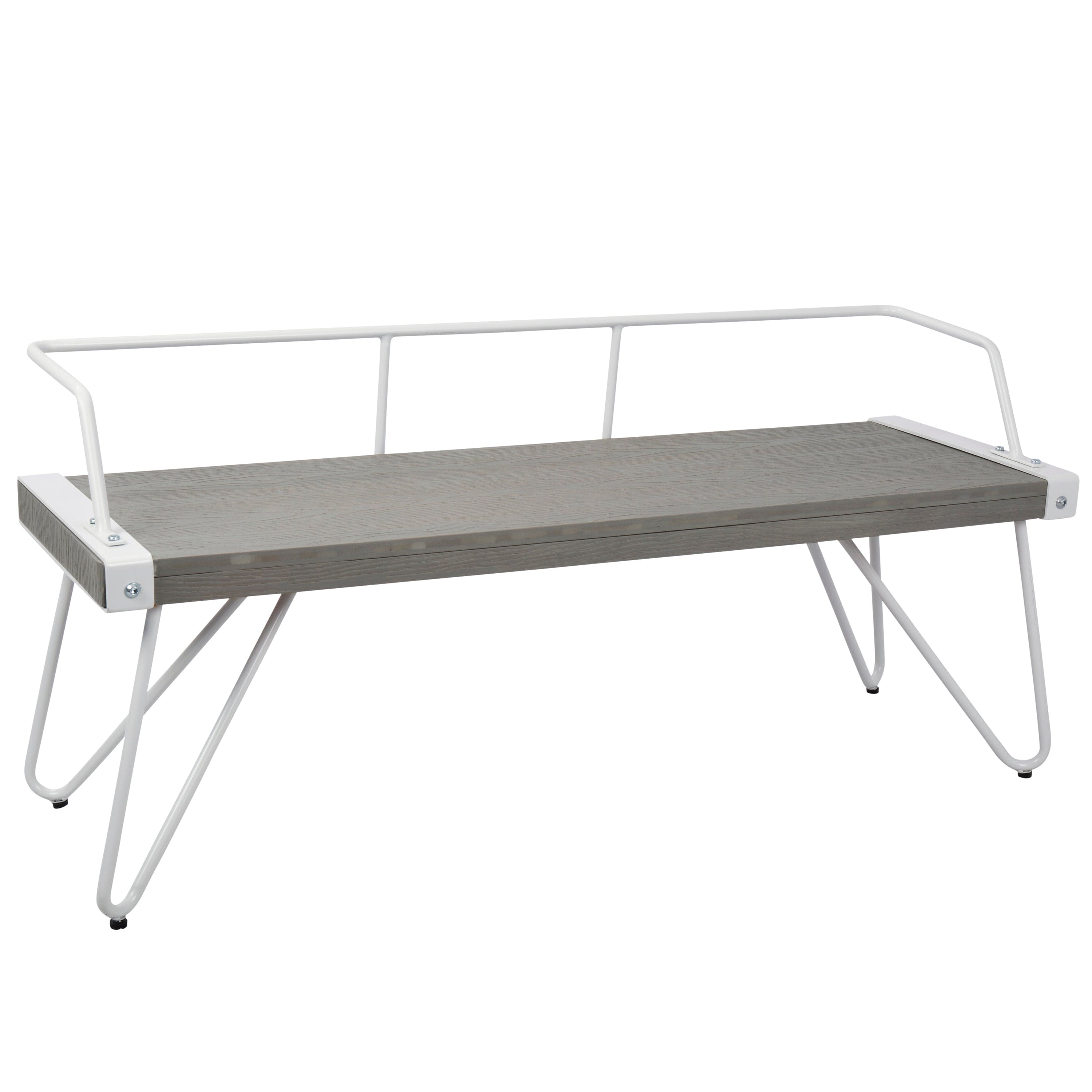 Stefani Industrial Bench in White and Grey by LumiSource