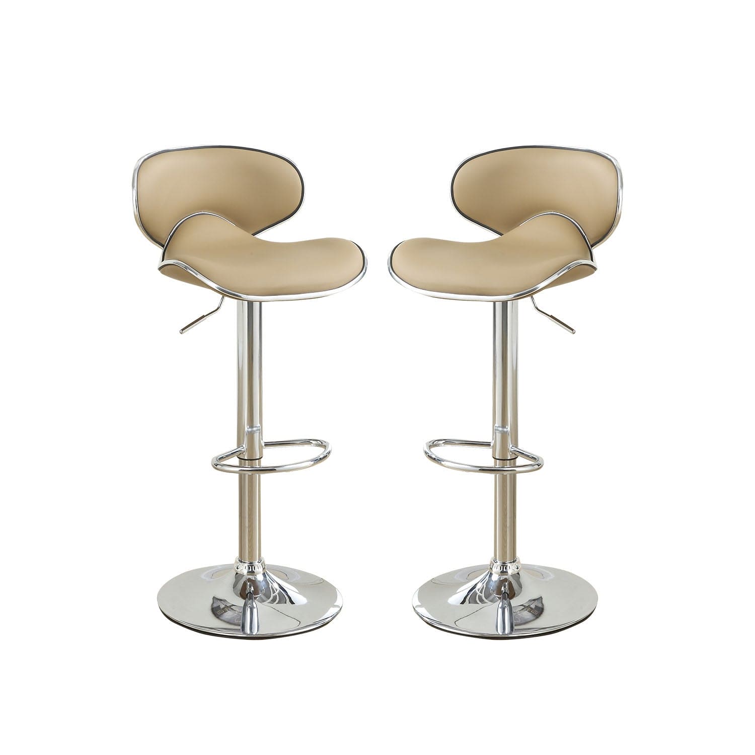 Adjustable Brown Faux Leather Bar Stools, Set of 2