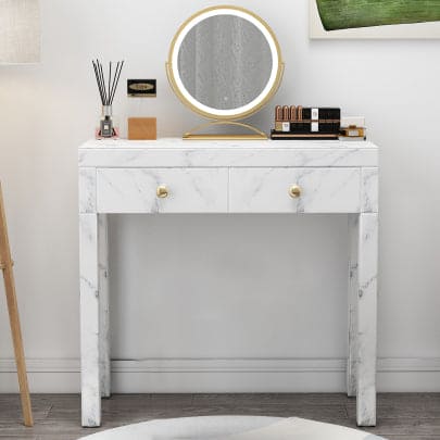 Tempered glass marble texture dressing table