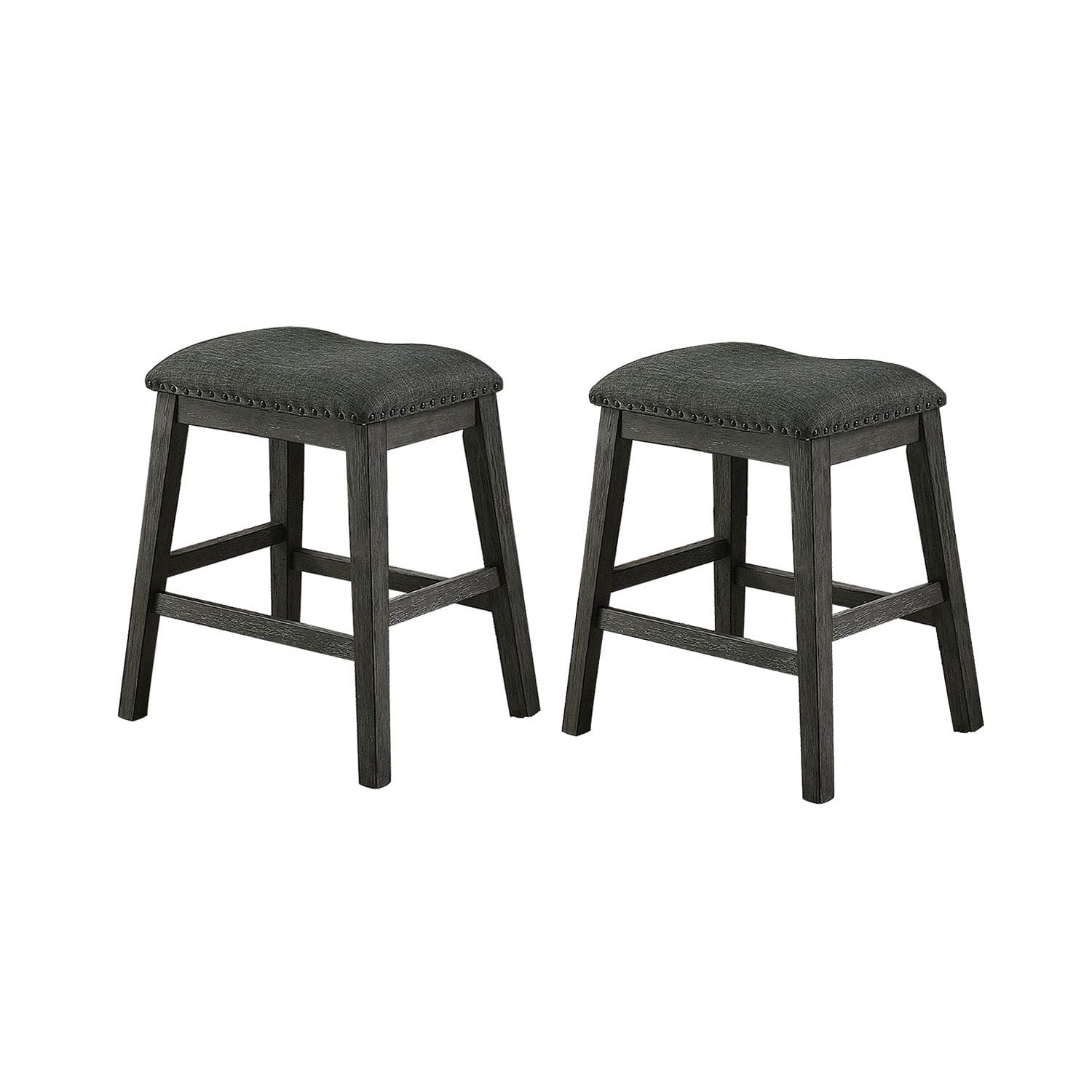 Linen-Fabric Padded Counter Stool, Dark Grey(Set of 2)