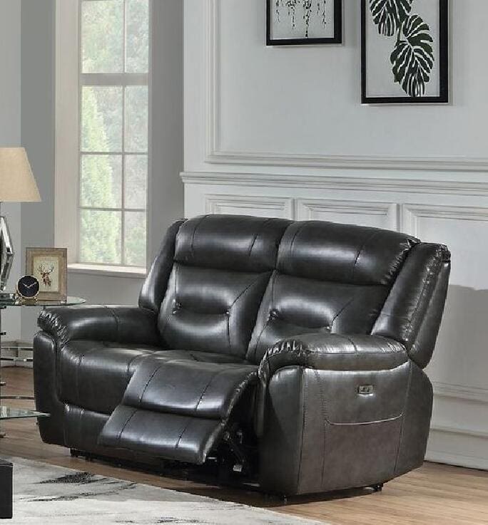 ACME Imogen Loveseat (Power Motion), Gray Leather-Aire 54806