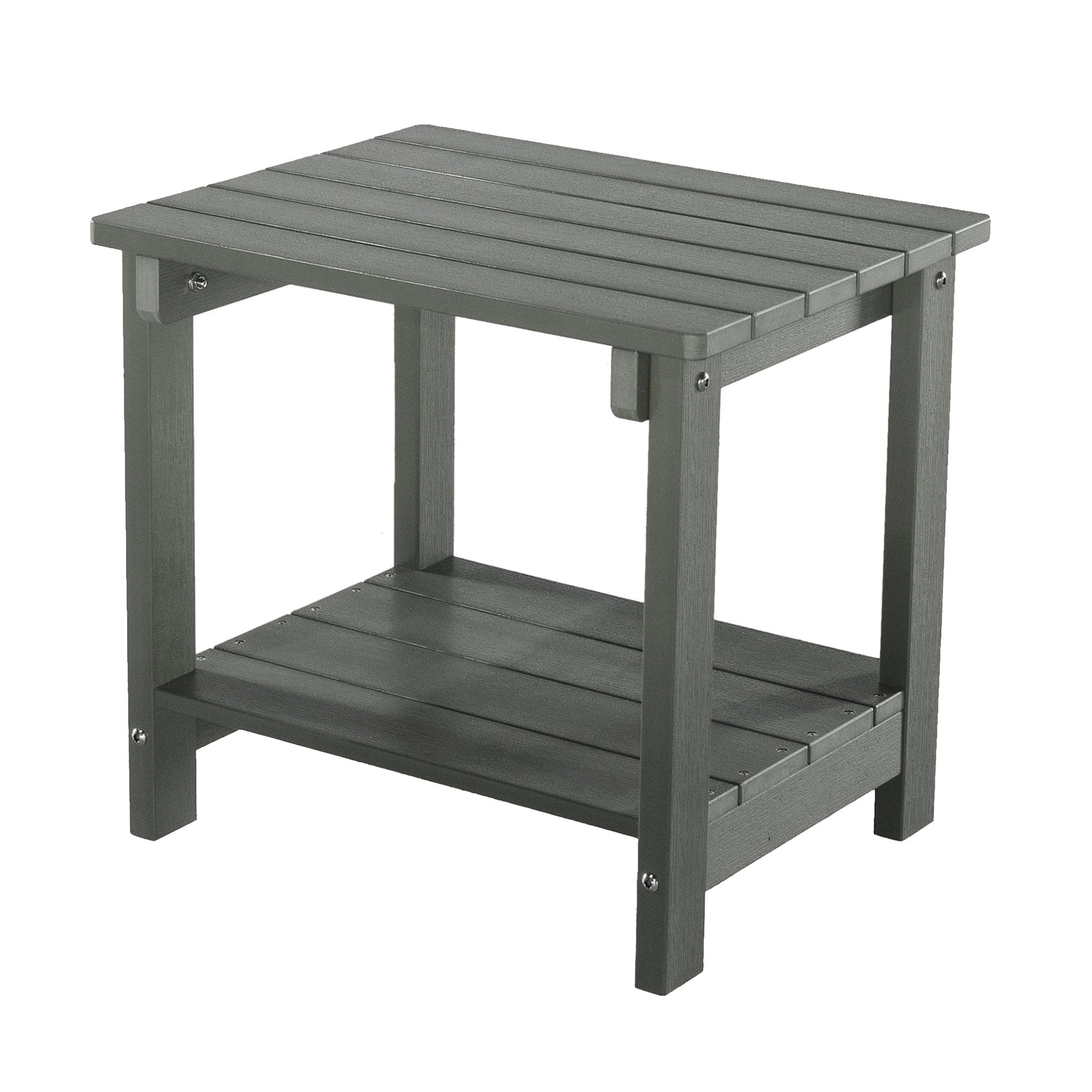 Key West Weather Resistant Outdoor Indoor Plastic Wood End Table, Patio Rectangular Side table, Small table for Deck, Backyards, Lawns, Poolside, and Beaches, Grey