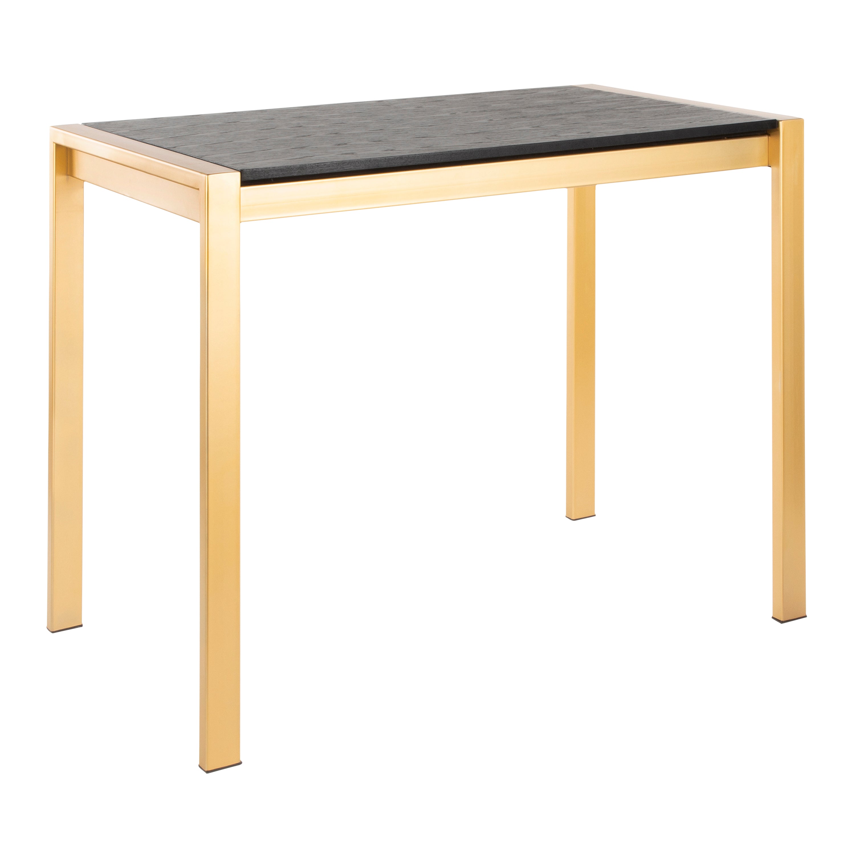 Fuji Contemporary Counter Table in Gold Metal and Black Wood Grain Top by Lumisource