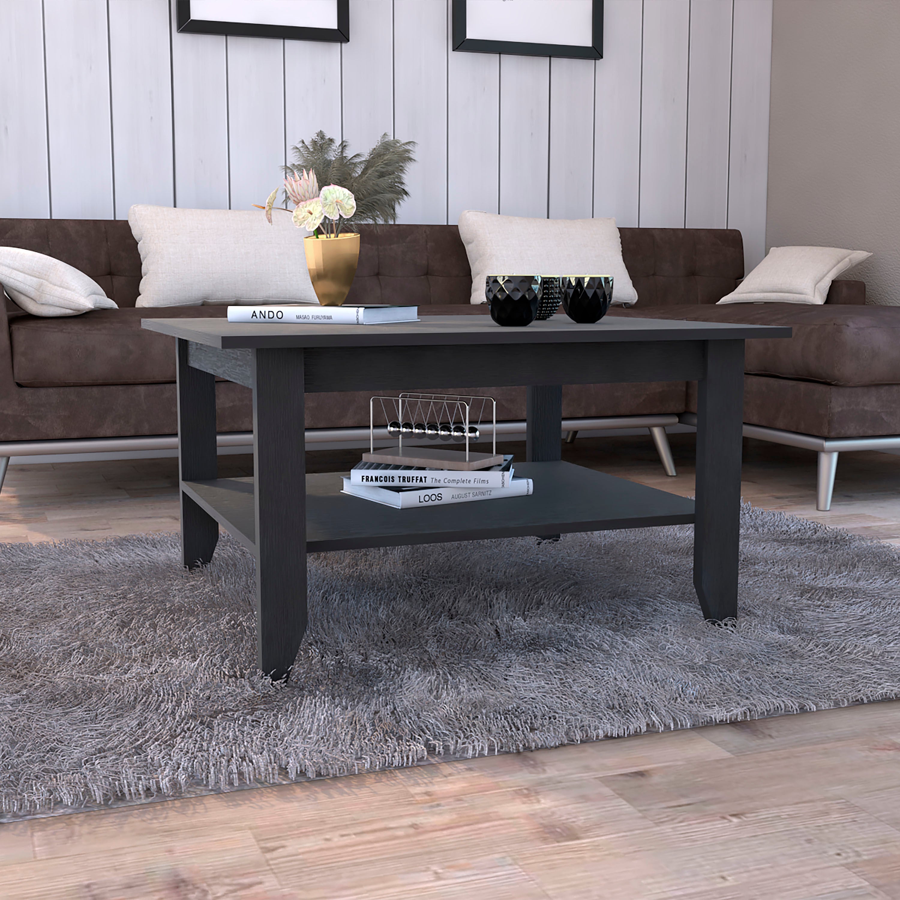 Coffee Table San Jose, One Shelf, Black Wengue Finish