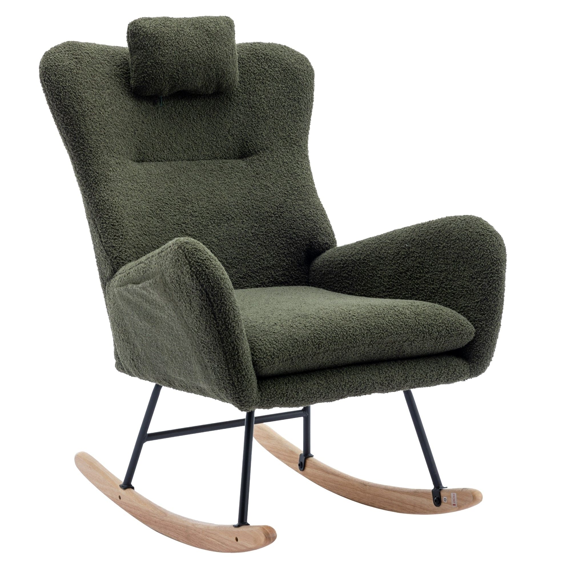 35.5 inch Rocking Chair with Pocket, (dark green)