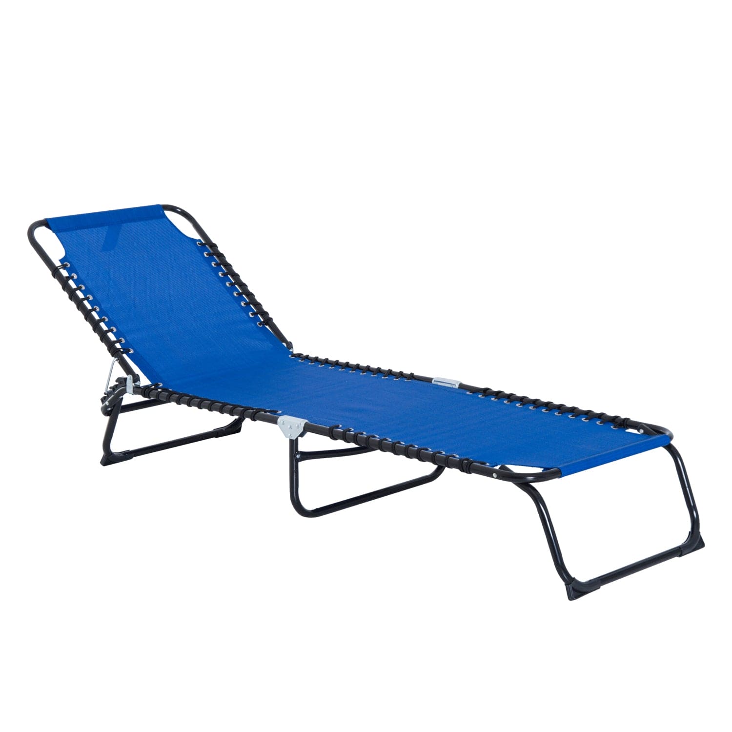 Outsunny Folding Chaise Lounge Pool Chair, Patio Sun Tanning Chair, Outdoor Lounge Chair with 4-Position Reclining Back, Breathable Mesh Seat for Beach, Yard, Patio, Dark Blue