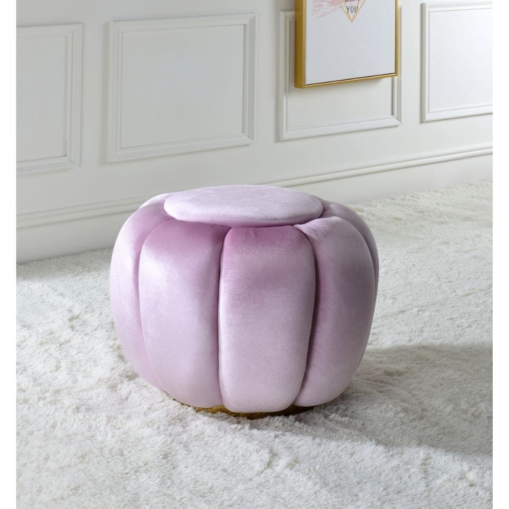 ACME Heiress Ottoman, Bubblegum Pink Velvet 96465