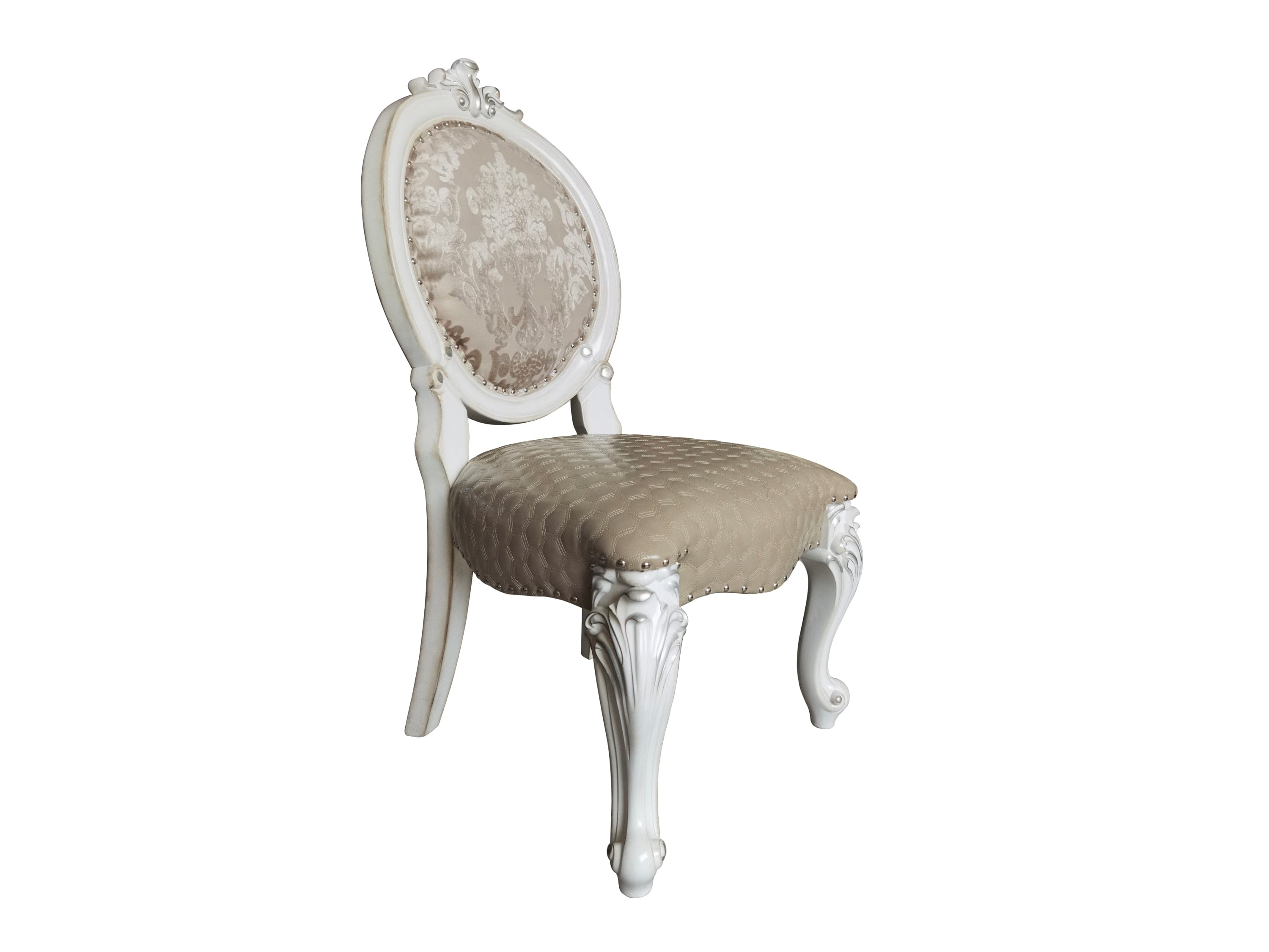 ACME Versailles  Side Chair (Set-2), PU & Bone White Finsih DN01389